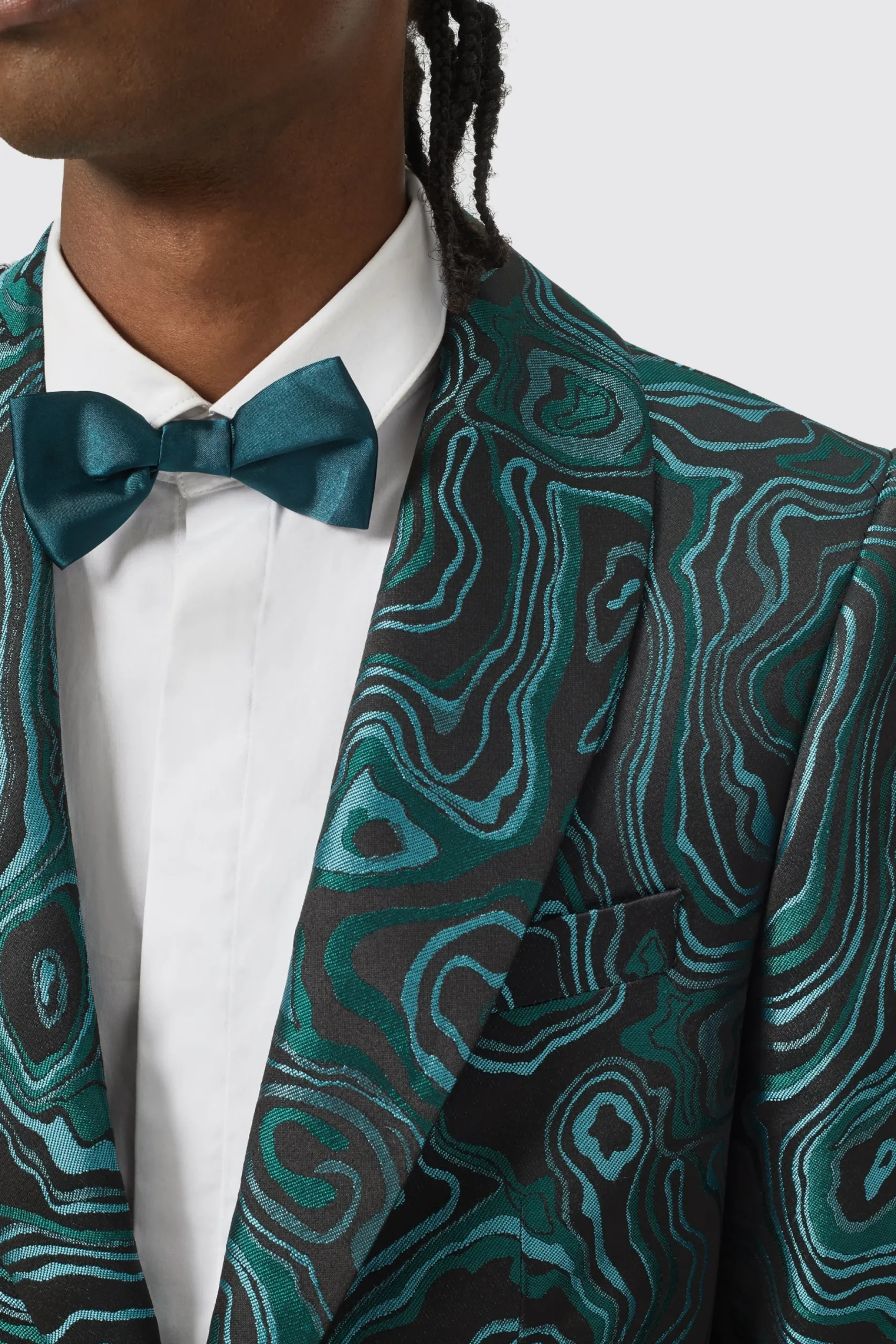 Twisted Tailor Adichie Slim Fit Green Jacquard Suit | Occasion·Party Suits