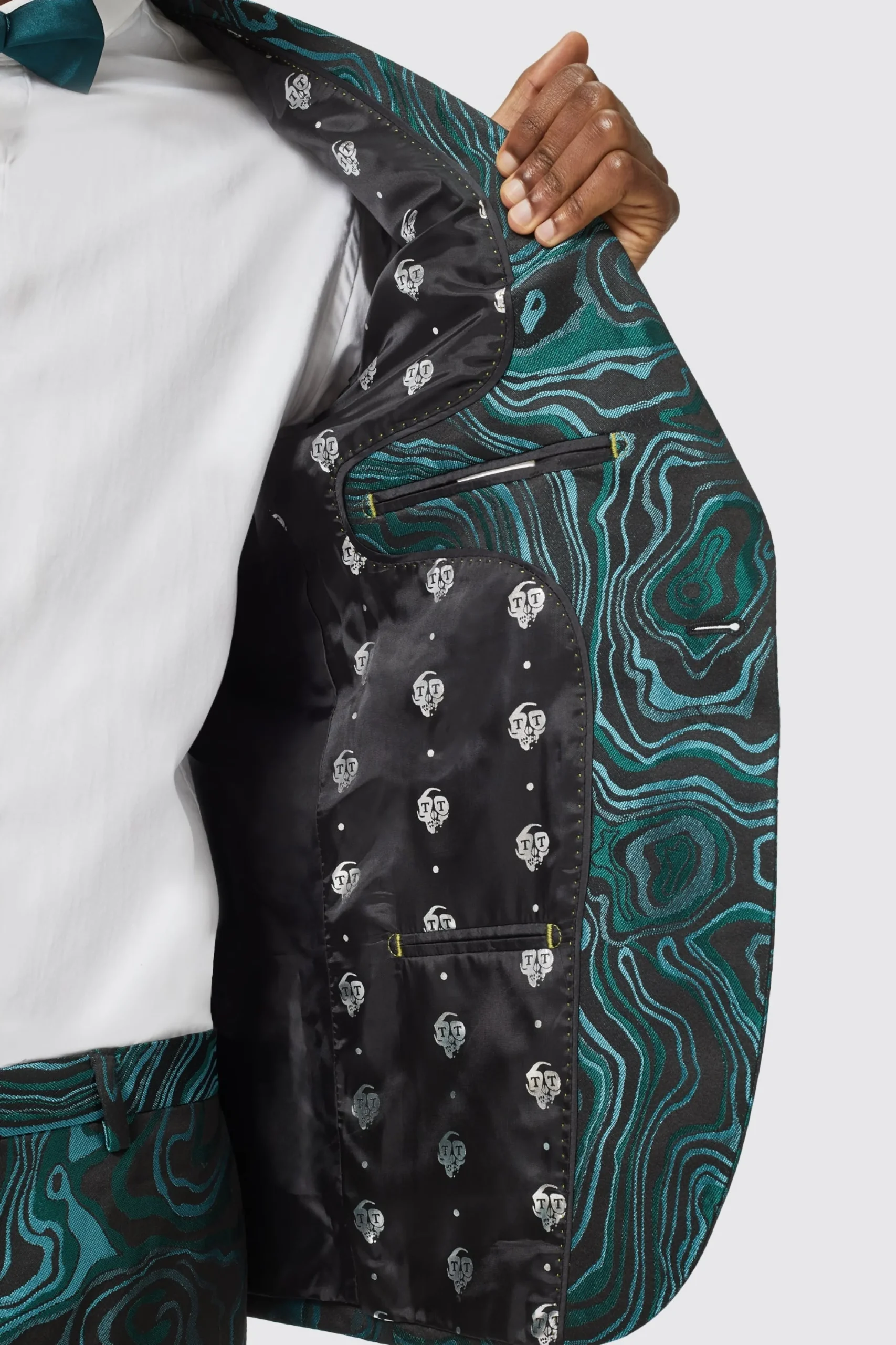 Twisted Tailor Adichie Slim Fit Green Jacquard Suit | Occasion·Party Suits
