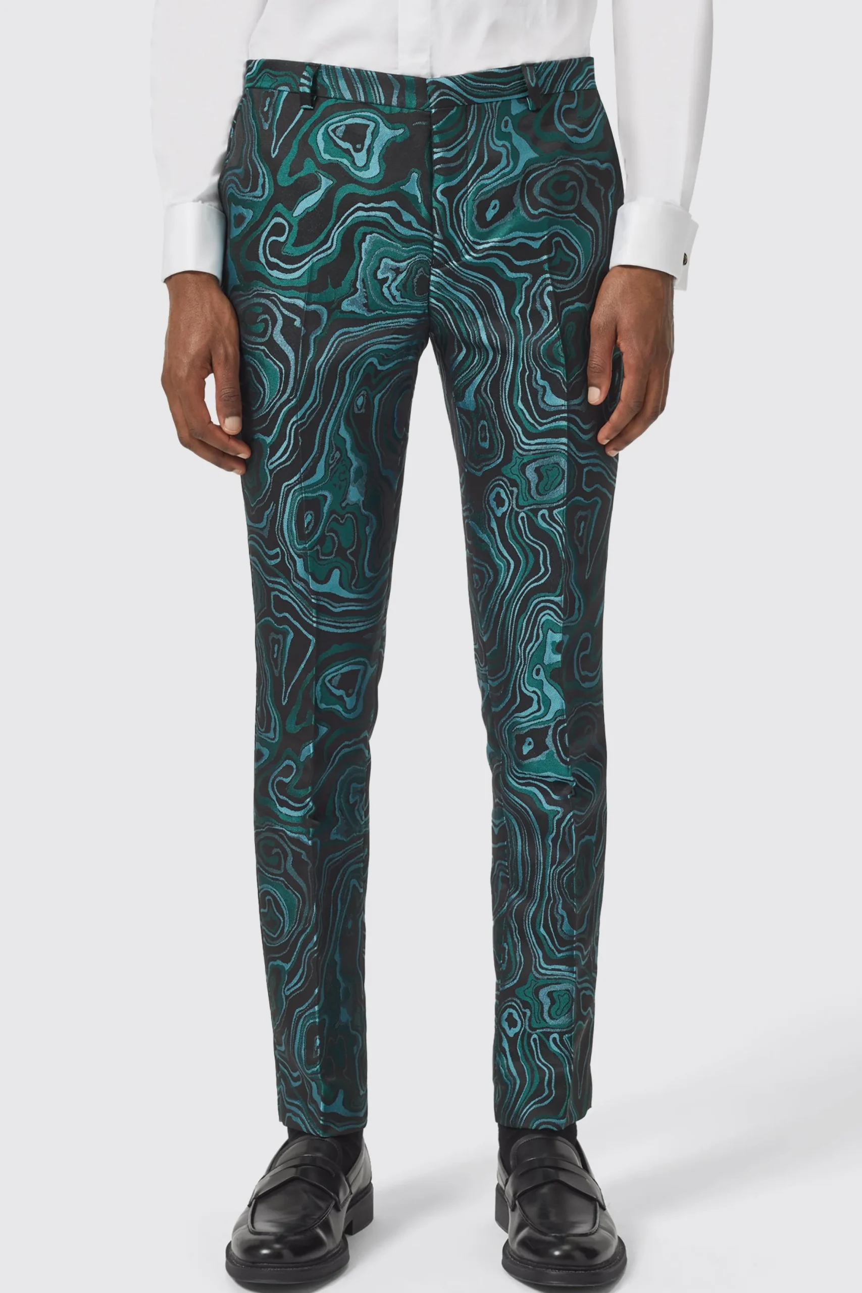 Twisted Tailor Adichie Slim Fit Green Jacquard Suit | Occasion·Party Suits
