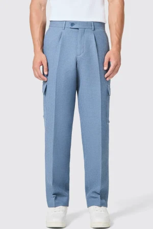 Twisted Tailor Anthony Oversized Blue Waffle Knit Cotton Trousers | Unisex | Trousers·Casual Trousers