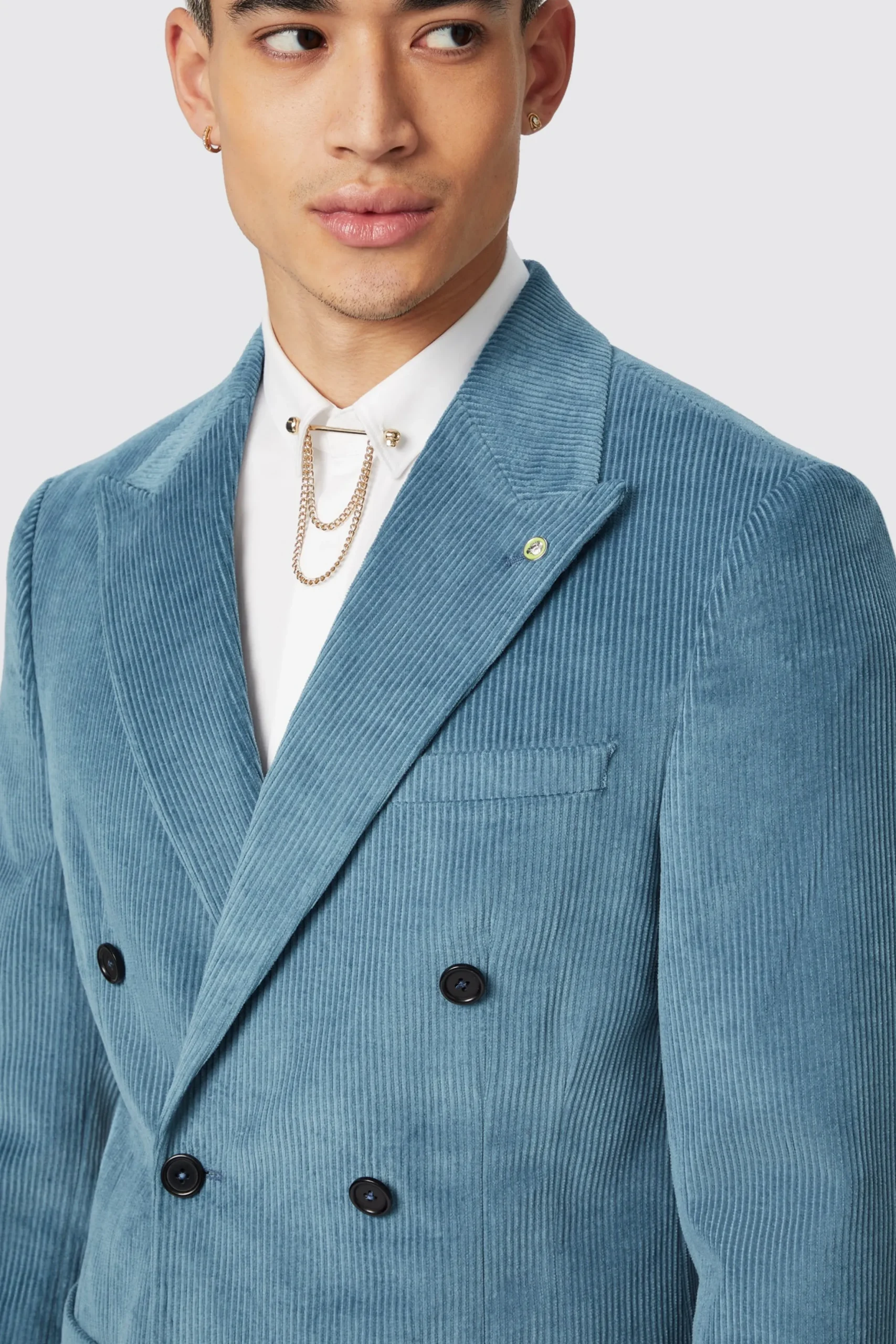 Twisted Tailor Aston Slim Fit Blue Corduroy Double Breasted Suit | Style·Plain Suits | Style·Double Breasted Suits