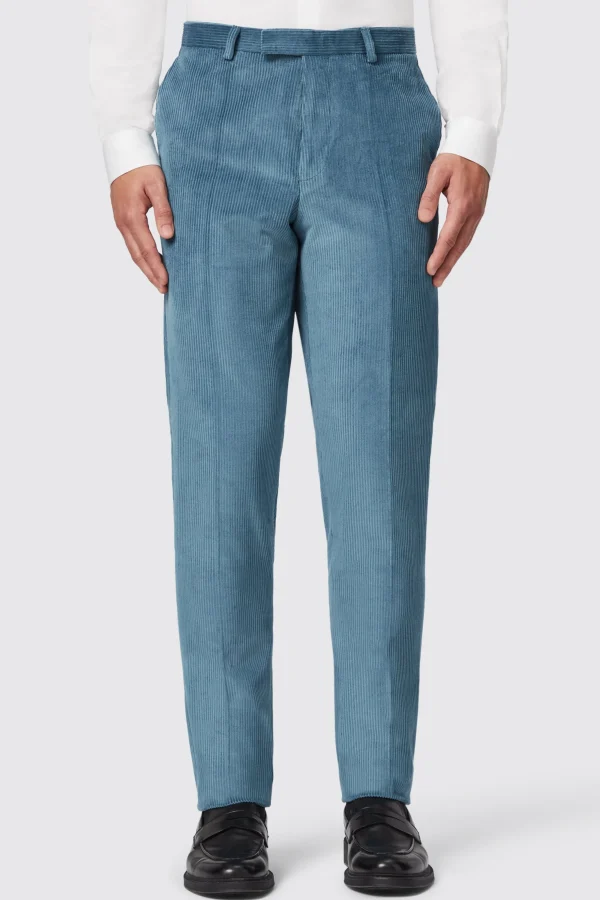 Twisted Tailor Aston Slim Fit Blue Corduroy Trousers | Trousers·Casual Trousers