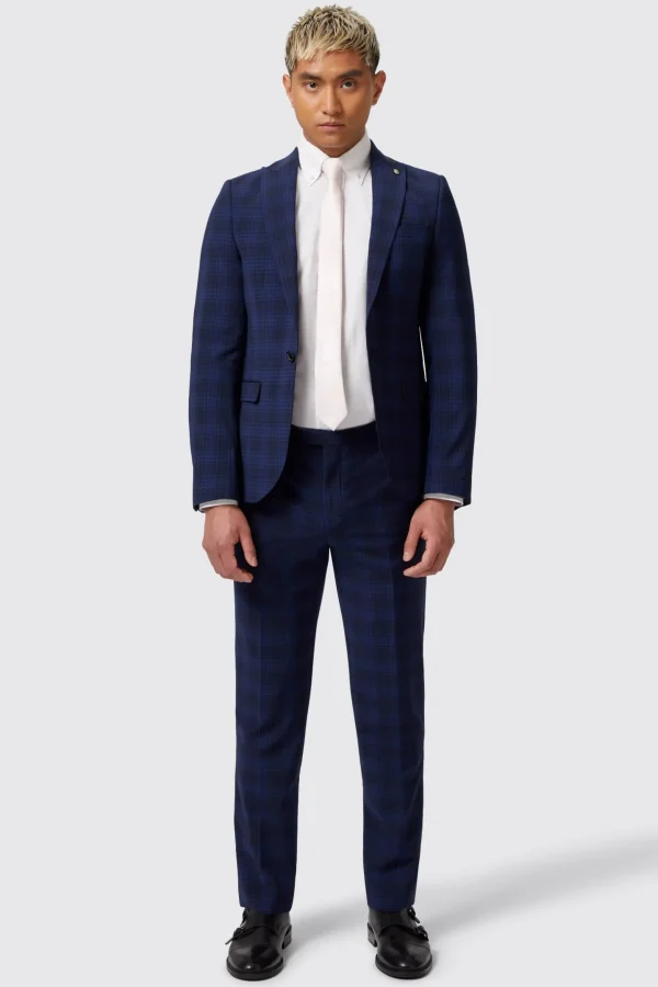Twisted Tailor Barlow Slim Fit Navy Wool Check Suit | Style·Check Suits | Occasion·Autumn Suits