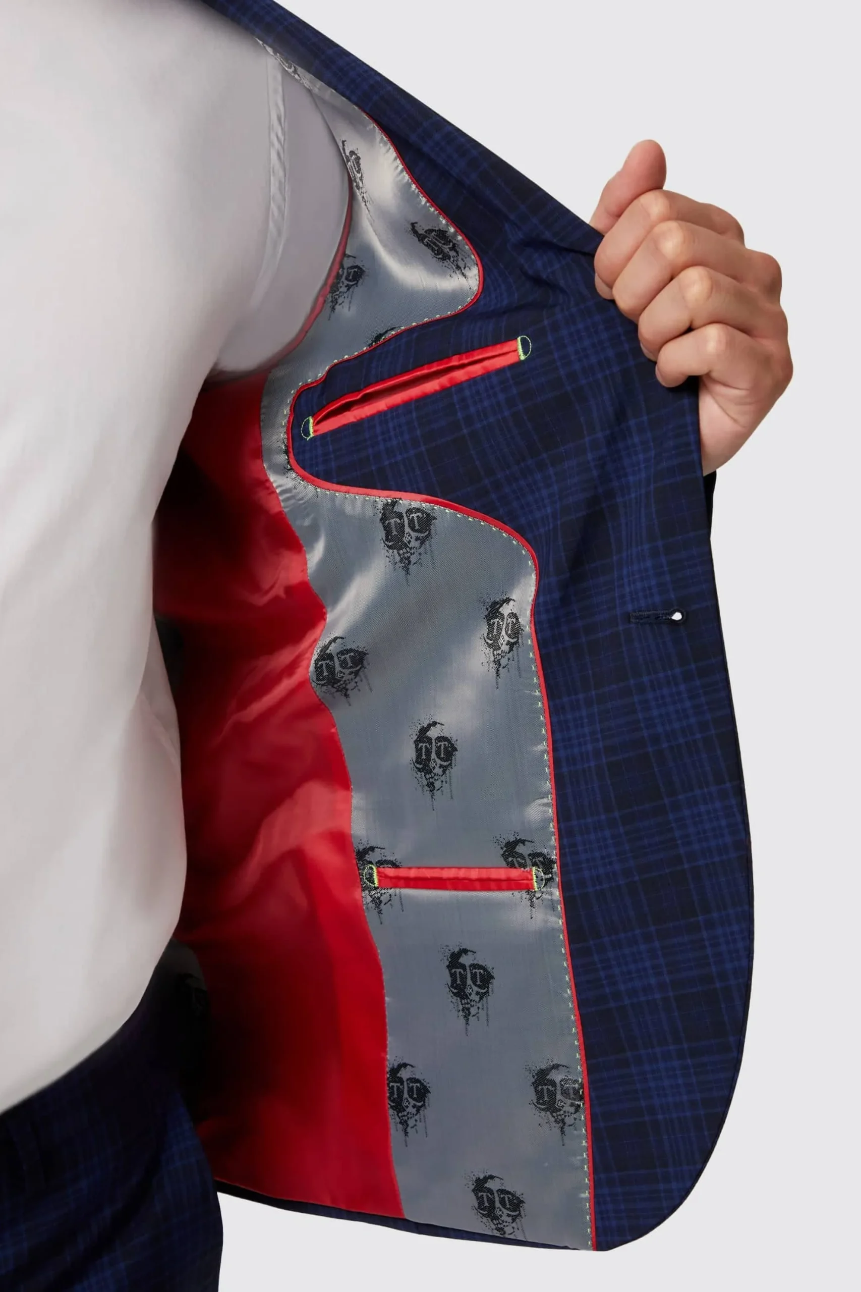 Twisted Tailor Barlow Slim Fit Navy Wool Check Suit | Style·Check Suits | Occasion·Autumn Suits