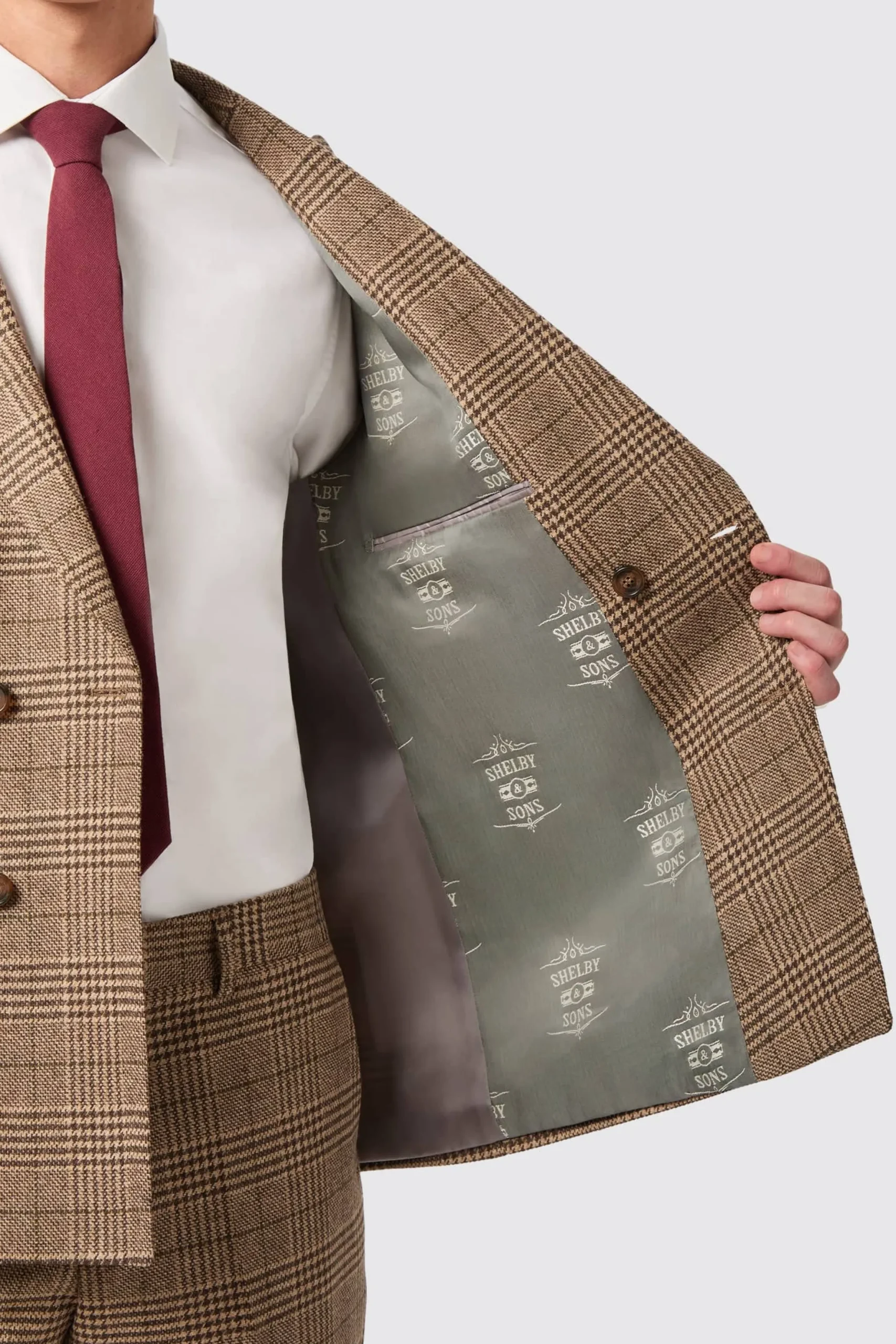 Twisted Tailor Blackwood Slim Fit Brown Check Double Breasted Jacket | Jackets·Work Jackets | Jackets·Casual Jackets