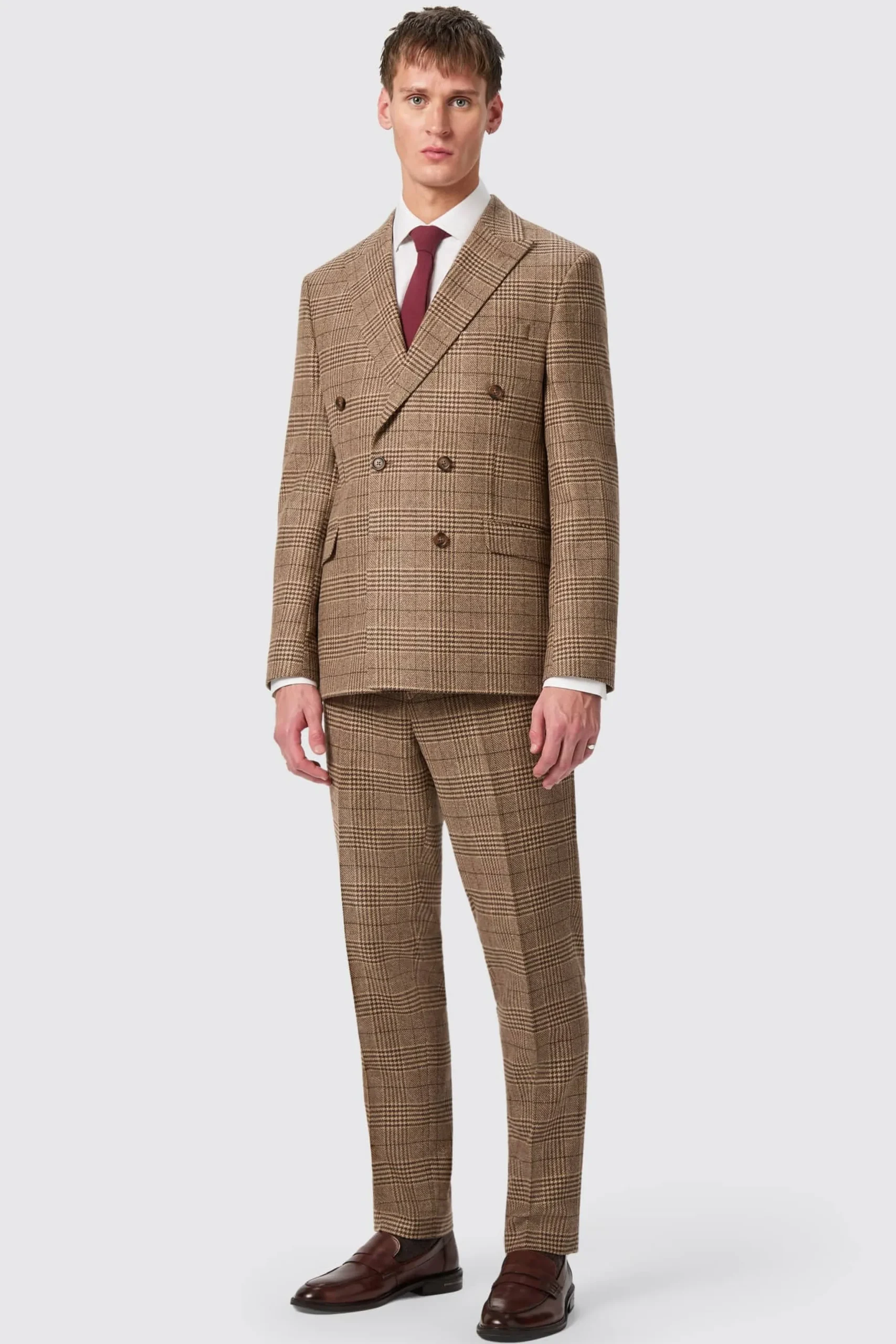 Twisted Tailor Blackwood Slim Fit Brown Check Double Breasted Jacket | Jackets·Work Jackets | Jackets·Casual Jackets