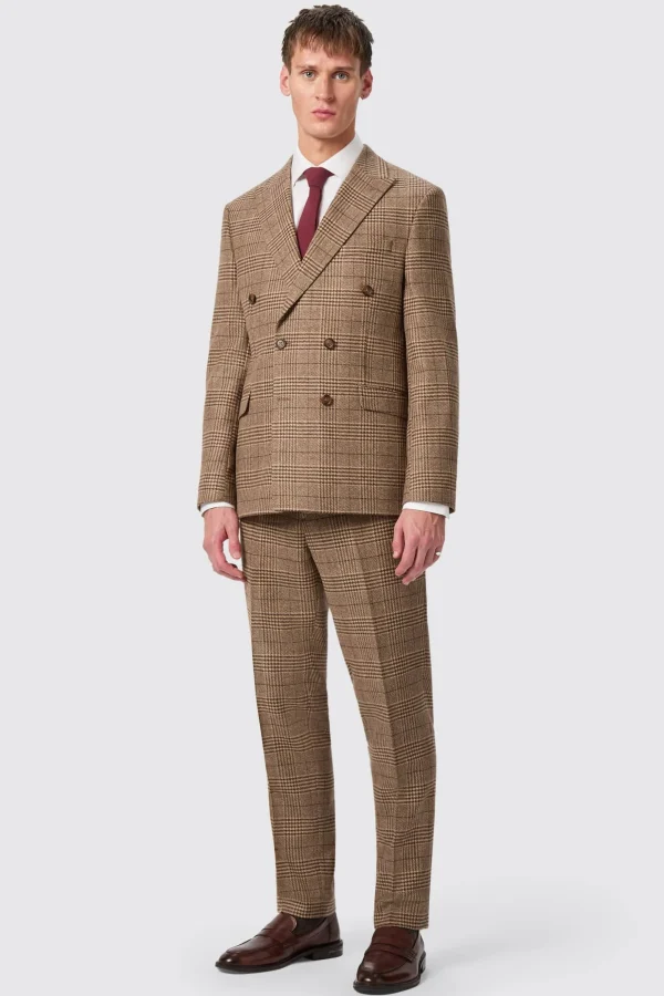 Twisted Tailor Blackwood Slim Fit Brown Check Double Breasted Suit | Style·Check Suits | Style·Double Breasted Suits