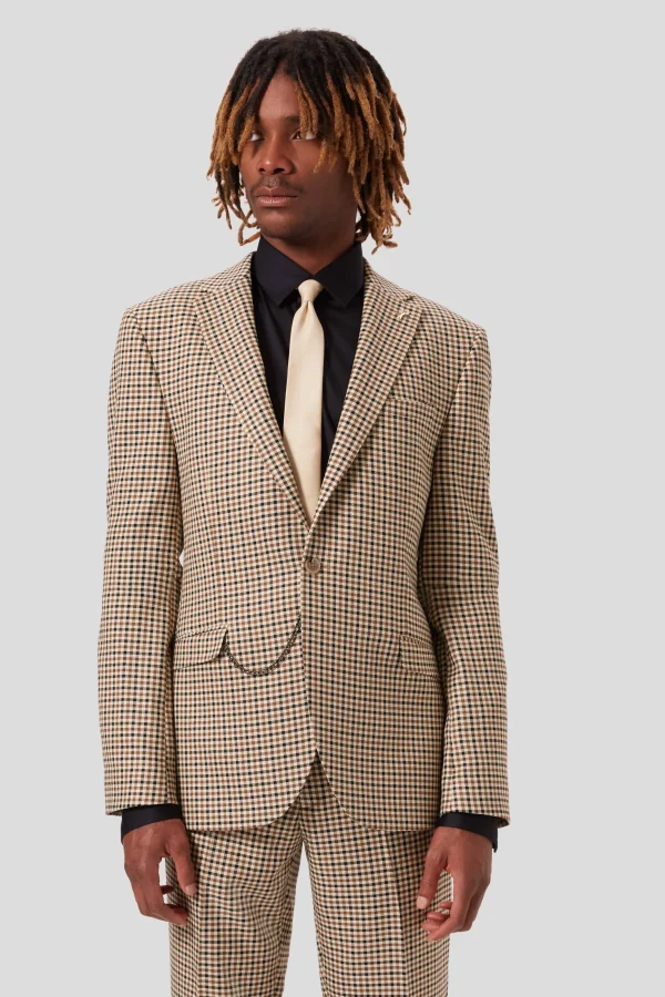 Twisted Tailor Blythe Slim Fit Beige Check Jacket | Jackets·Work Jackets