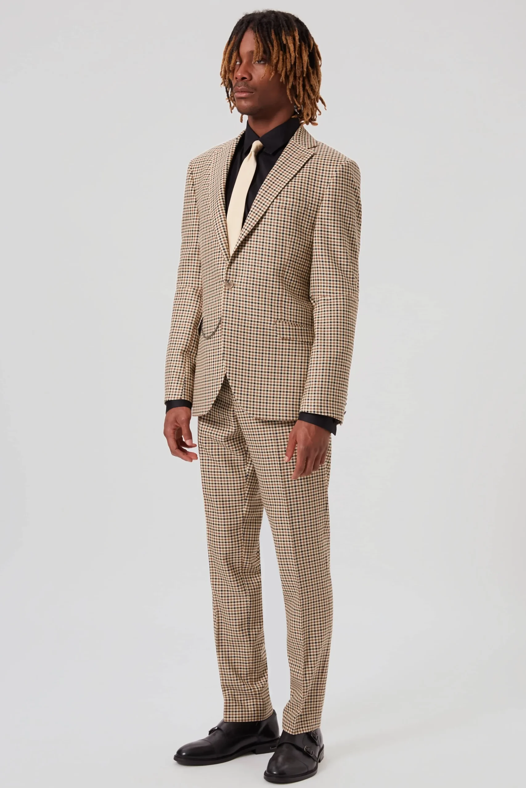 Twisted Tailor Blythe Slim Fit Beige Check Jacket | Jackets·Work Jackets