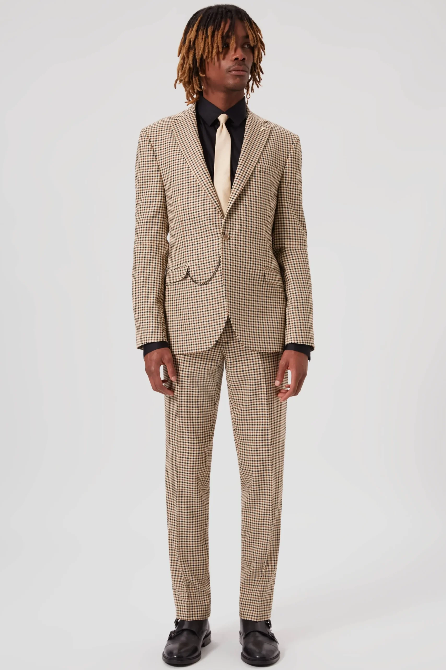 Twisted Tailor Blythe Slim Fit Beige Check Suit | Style·Check Suits | Style·2 Piece Suits