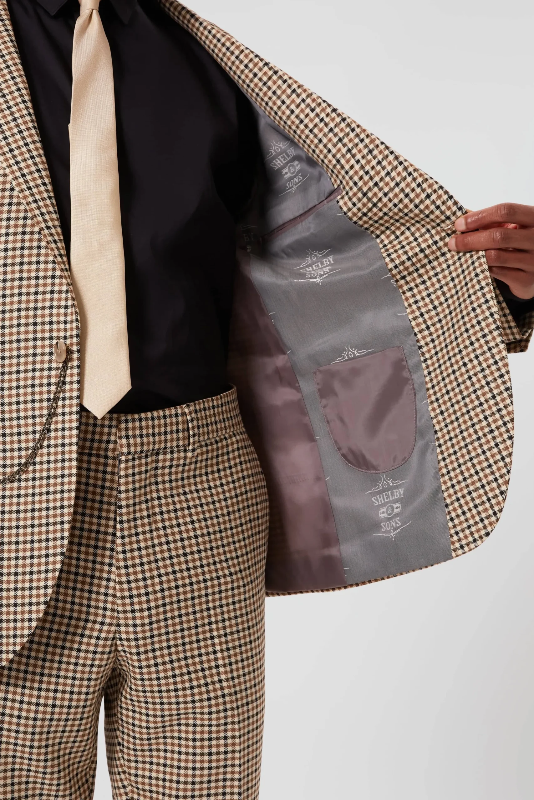 Twisted Tailor Blythe Slim Fit Beige Check Suit | Style·Check Suits | Style·2 Piece Suits