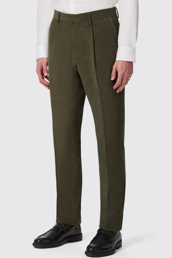 Twisted Tailor Brisbane Slim Fit Green Corduroy Trousers | Trousers·Casual Trousers | Trousers·Party Trousers