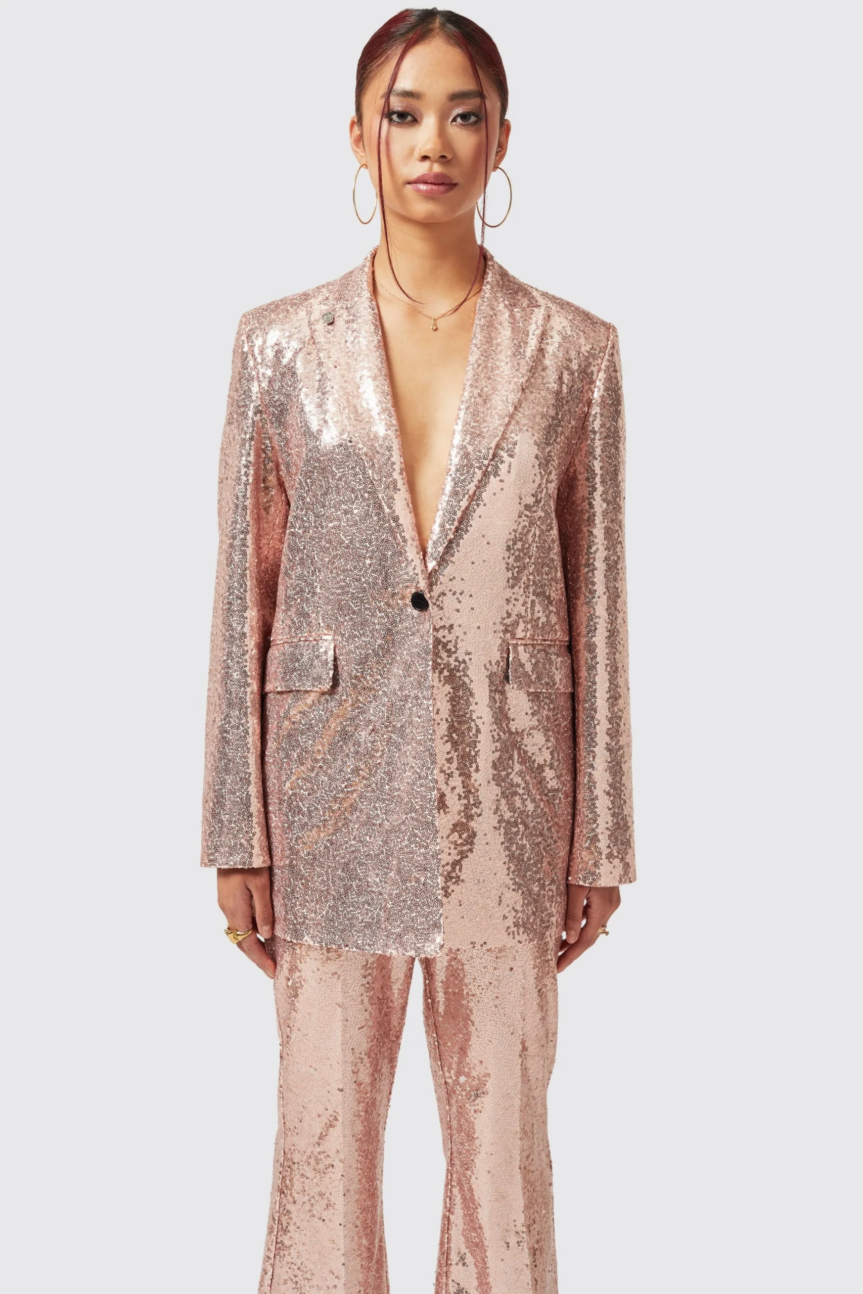 Twisted Tailor Caladium Slim Fit Pink Sequin Suit | Woman