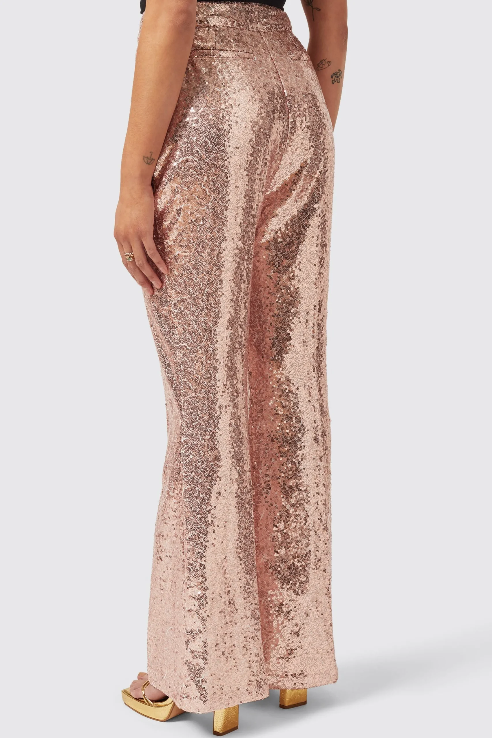 Twisted Tailor Caladium Slim Fit Pink Sequin Trouser | Woman