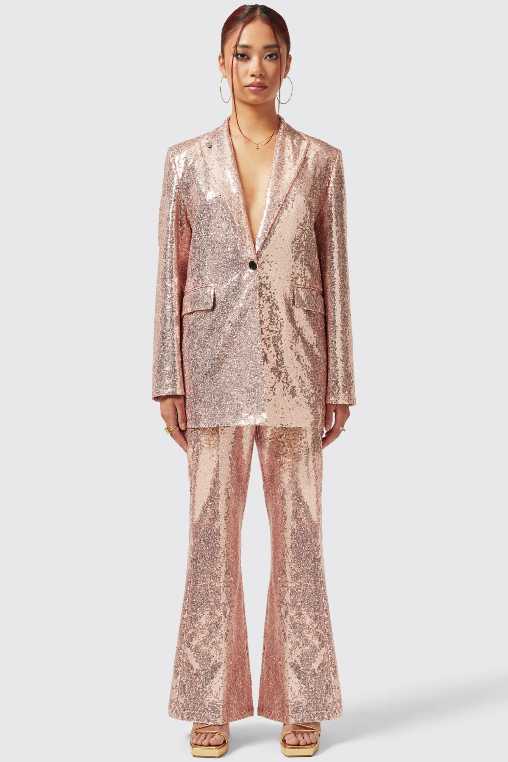 Twisted Tailor Caladium Slim Fit Pink Sequin Trouser | Woman