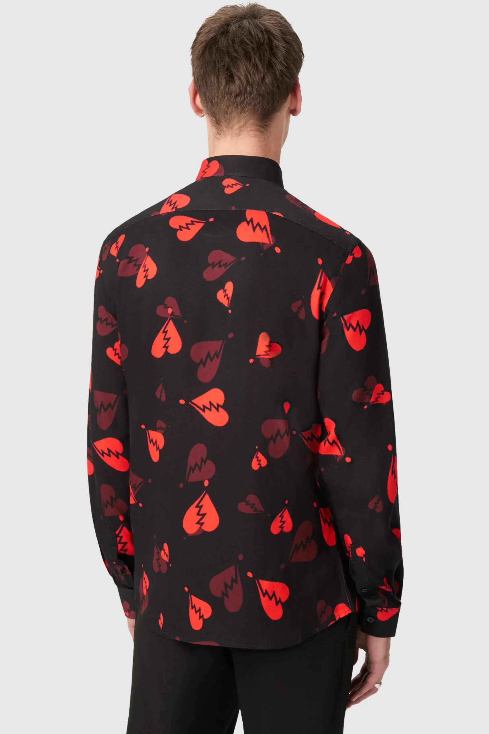 Twisted Tailor Casse Slim Fit Heart Flocked Black Shirt | Occasion·Formal Shirts | Occasion·Party Shirts