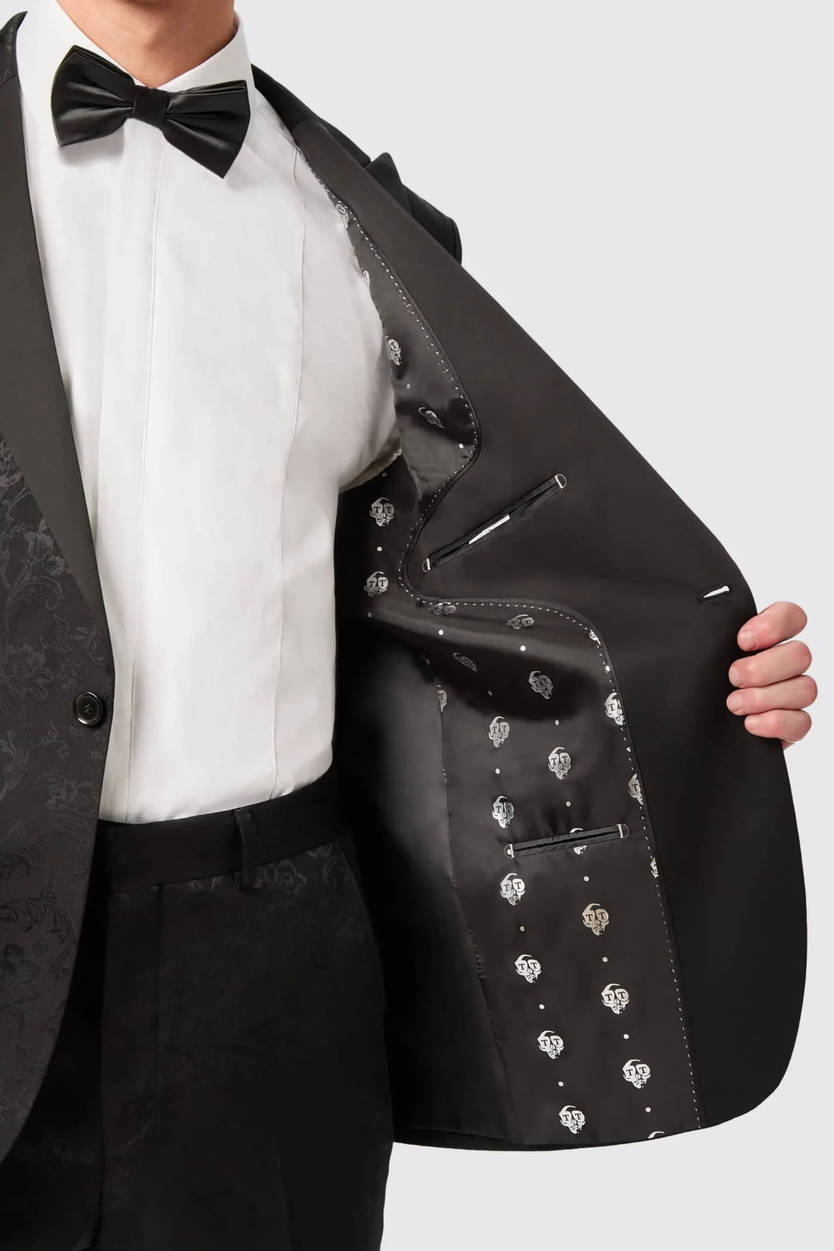 Twisted Tailor Compt Slim Fit Black Floral Jacquard Jacket | Jackets·Floral Jackets