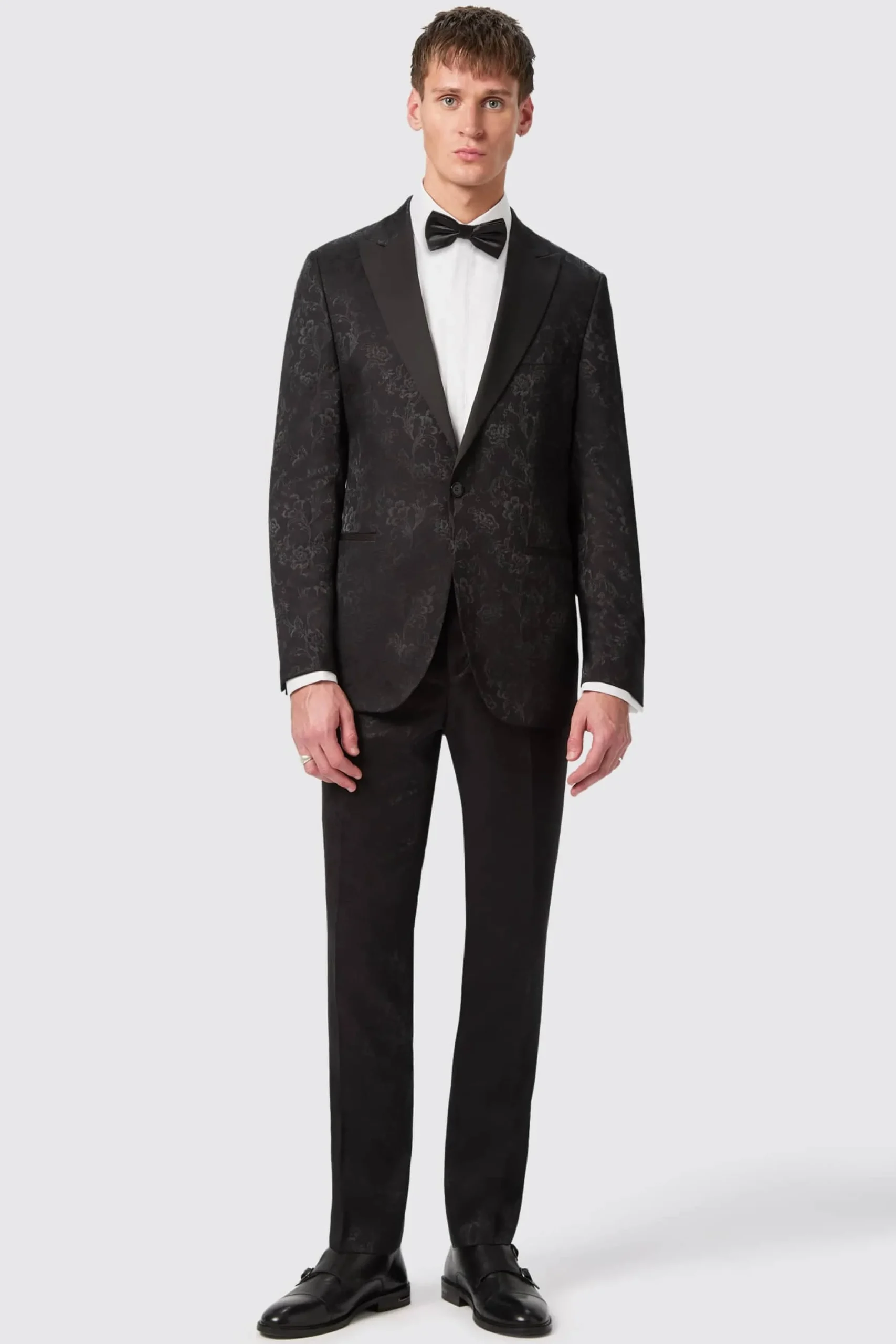 Twisted Tailor Compt Slim Fit Black Floral Jacquard Jacket | Jackets·Floral Jackets