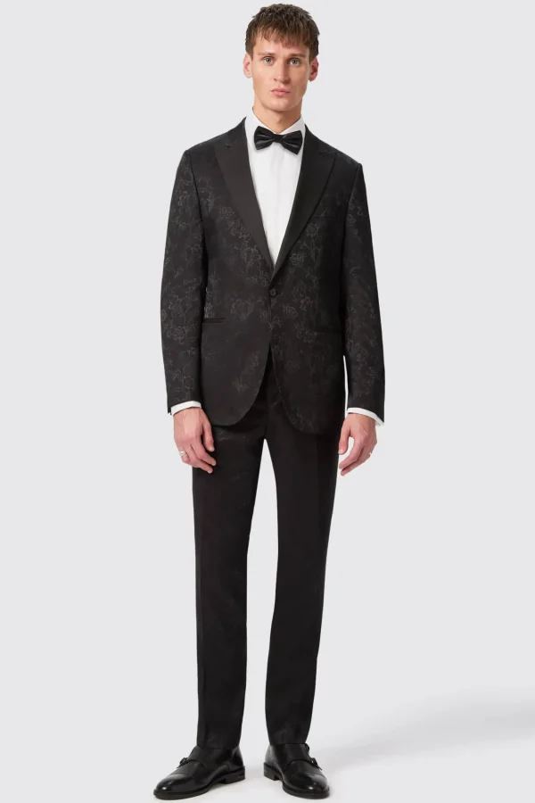 Twisted Tailor Compt Slim Fit Black Floral Jacquard Suit | Occasion·Groomsmen Suits | Occasion·Wedding Suits