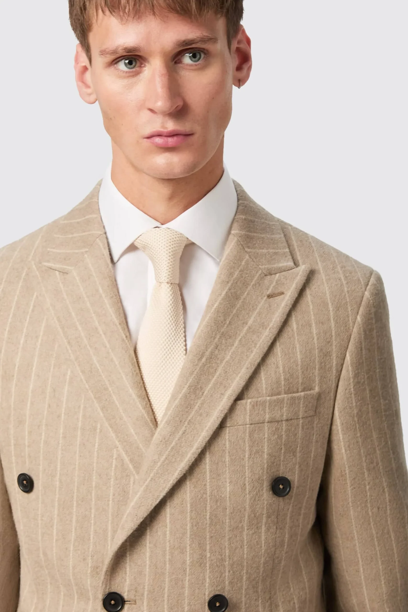 Twisted Tailor Cornwall Slim Fit Beige Pinstripe Double Breasted Suit | Style·Double Breasted Suits | Occasion·Groomsmen Suits