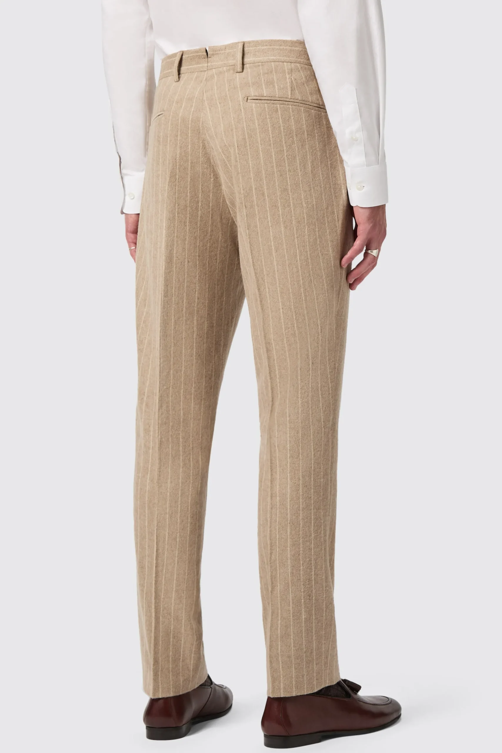 Twisted Tailor Cornwall Slim Fit Beige Pinstripe Trousers | Trousers·Casual Trousers | Trousers·Work Trousers
