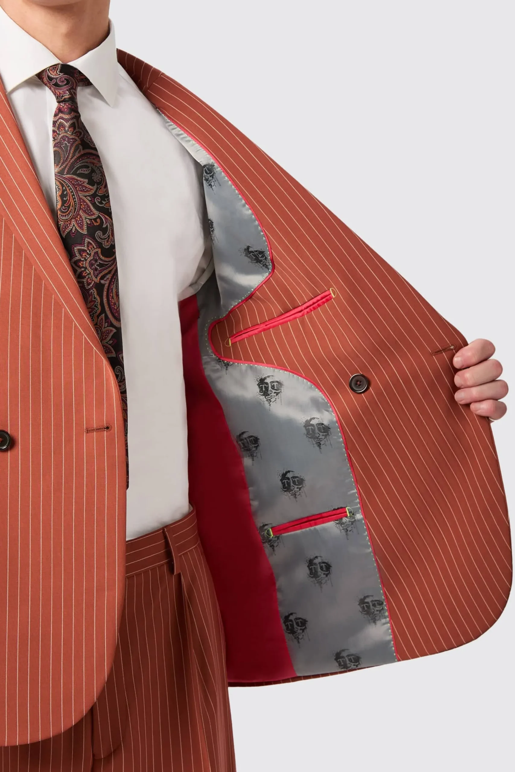 Twisted Tailor Cortese Oversized Burnt Orange Pinstripe Jacket | Jackets·Casual Jackets | Jackets·Party Jackets