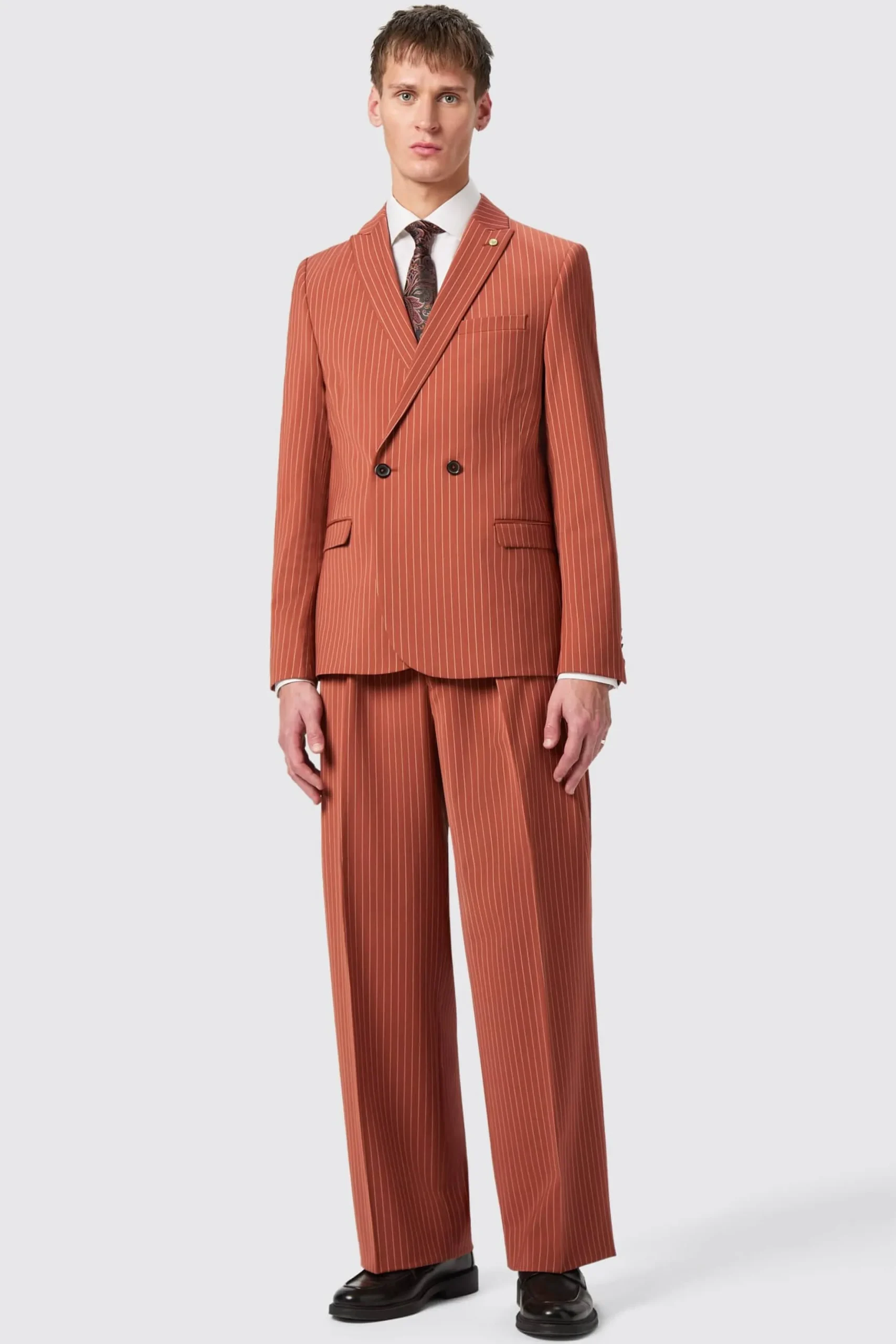 Twisted Tailor Cortese Oversized Burnt Orange Pinstripe Jacket | Jackets·Casual Jackets | Jackets·Party Jackets