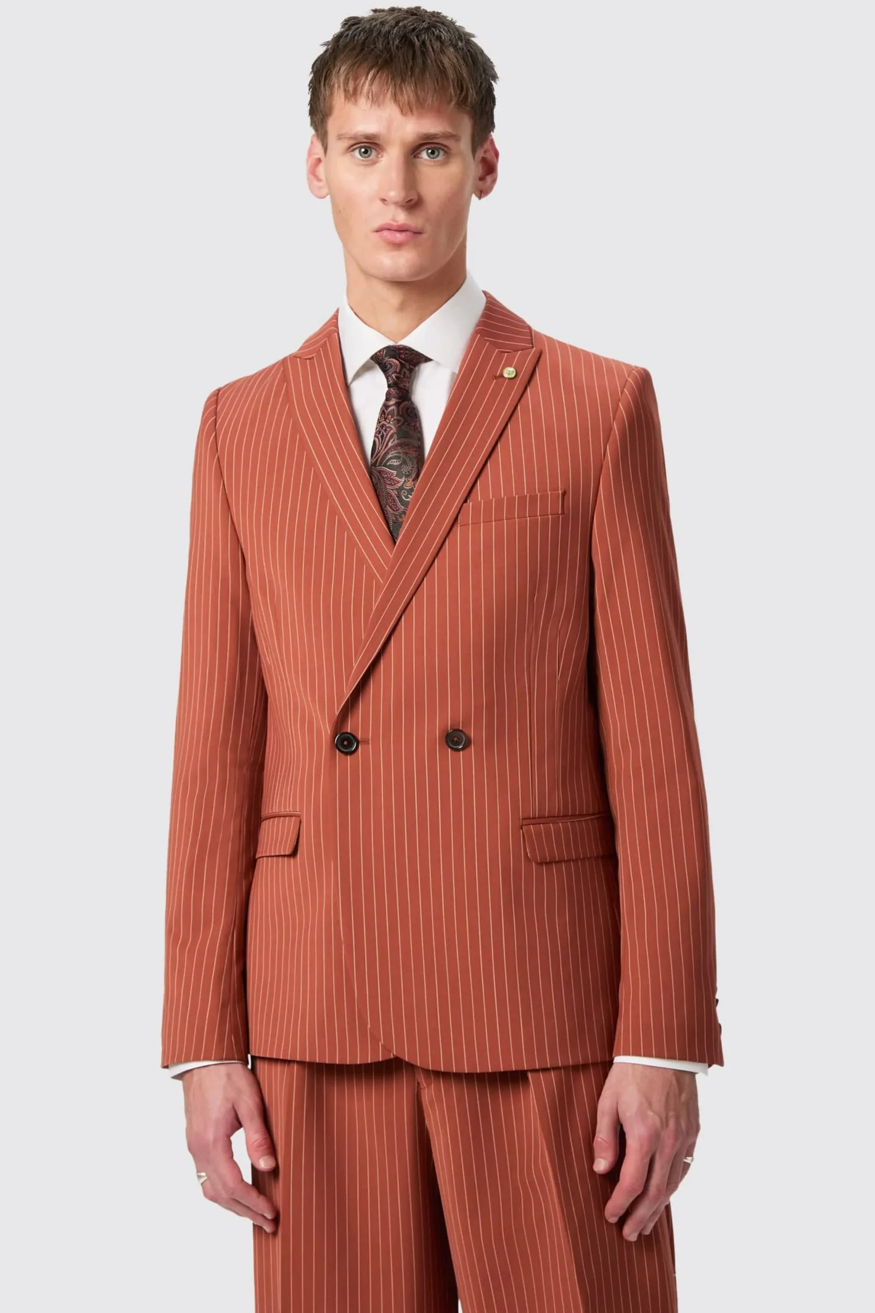 Twisted Tailor Cortese Oversized Burnt Orange Pinstripe Suit | Occasion·Autumn Suits | Occasion·Back To It