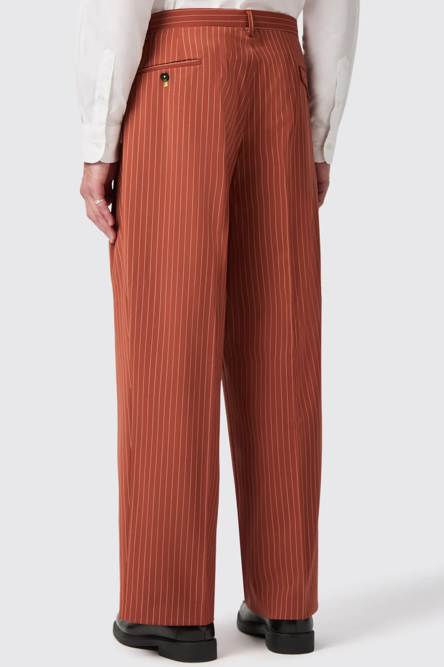 Twisted Tailor Cortese Oversized Burnt Orange Pinstripe Trousers | Trousers·Casual Trousers