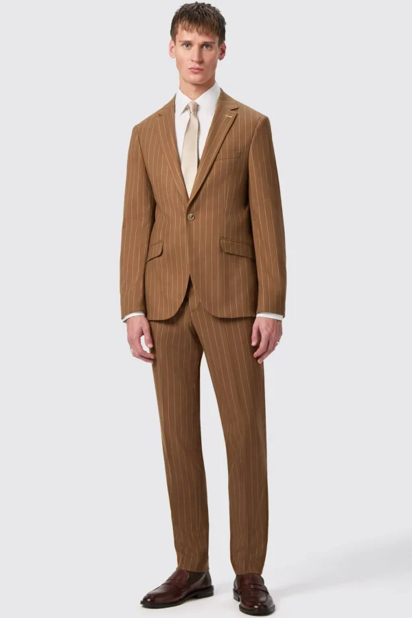 Twisted Tailor Cuttel Slim Fit Brown Pinstripe Suit | Style·2 Piece Suits | Occasion·Wedding Suits