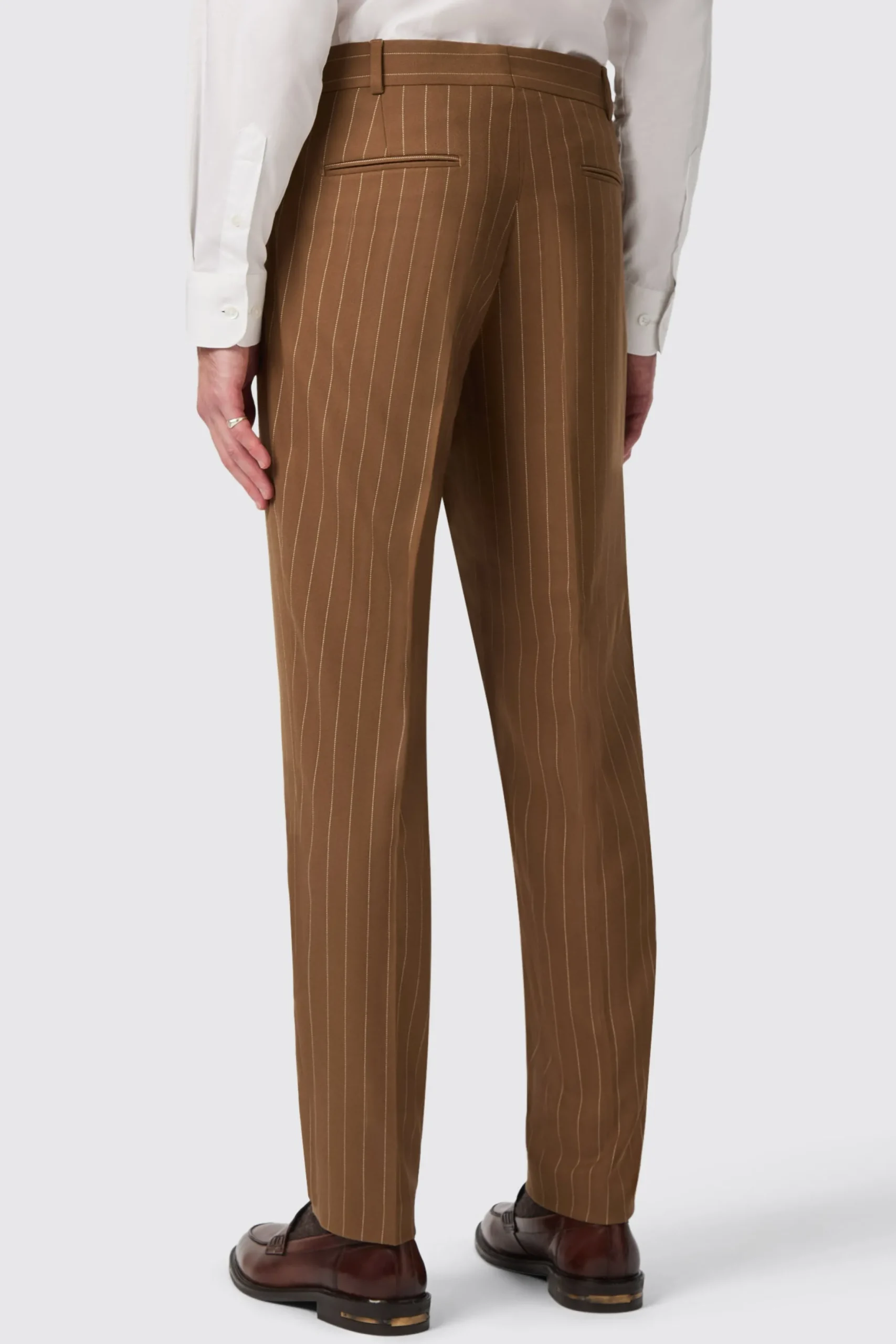 Twisted Tailor Cuttel Slim Fit Brown Pinstripe Trousers | Trousers·Party Trousers