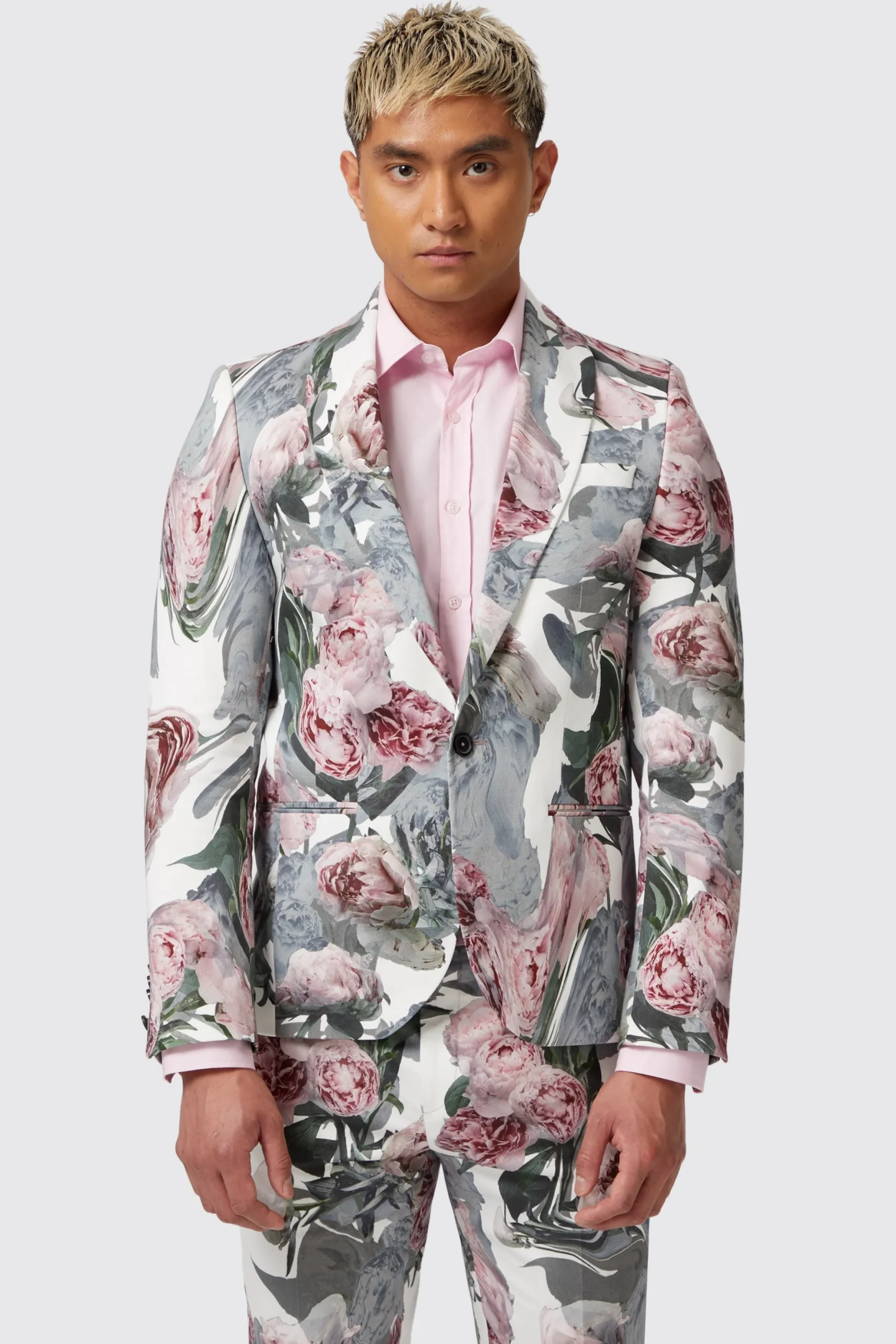 Twisted Tailor Dali Skinny Fit White Cotton Floral Jacket | Jackets·Floral Jackets