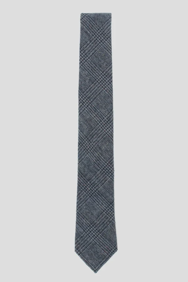 Twisted Tailor Darius Blue Prince Of Wales Check Tie | Suit Accessories·Ties