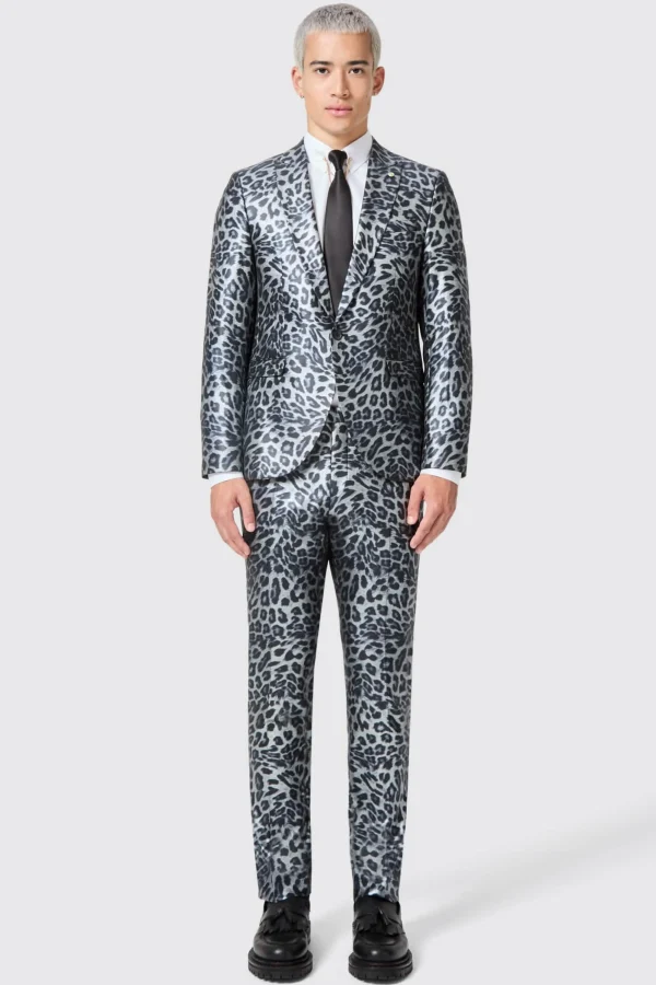 Twisted Tailor Devries Slim Fit Silver Leopard Print Tuxedo Suit | Style·Tuxedos | Style·Bold Prints