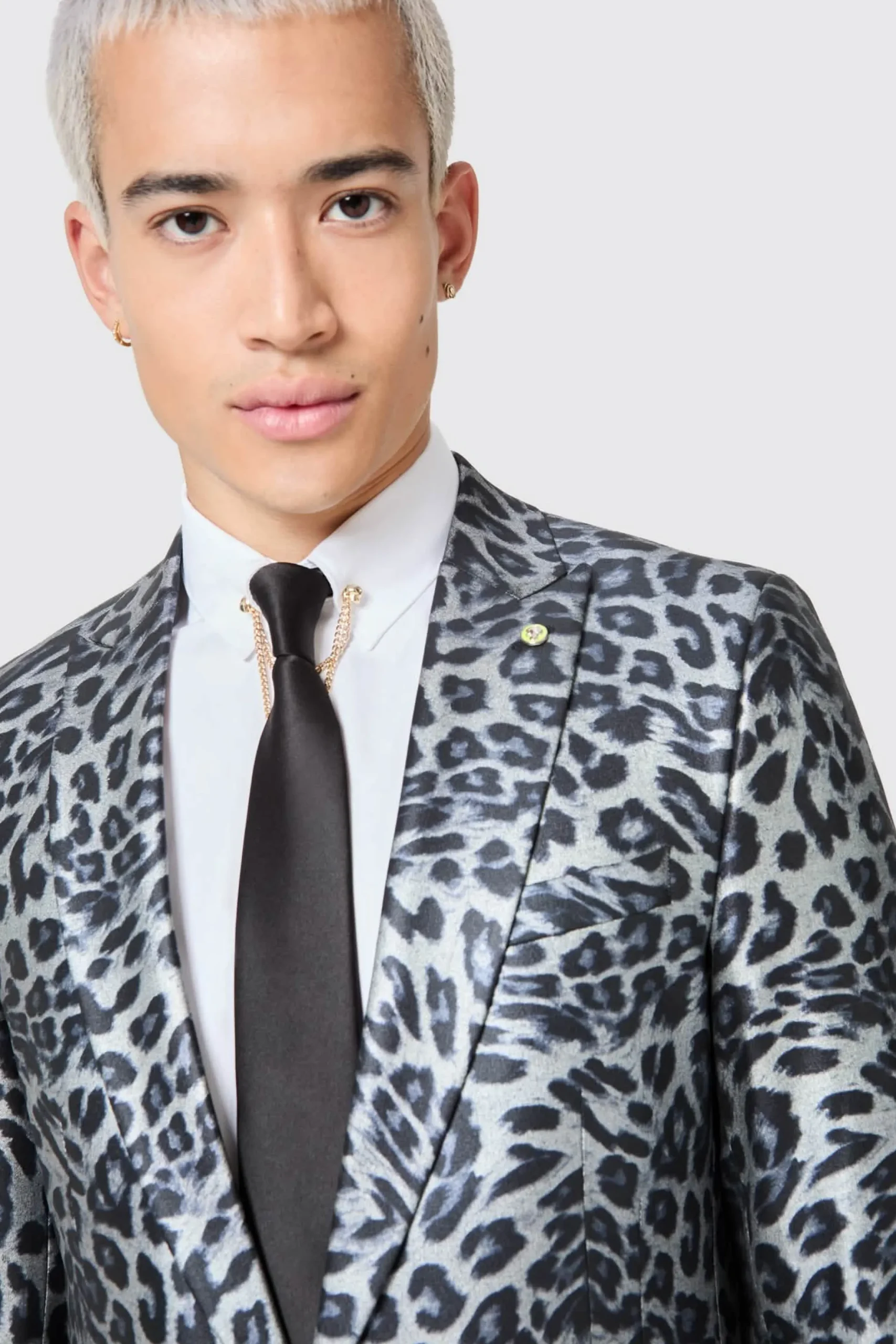Twisted Tailor Devries Slim Fit Silver Leopard Print Tuxedo Suit | Style·Tuxedos | Style·Bold Prints