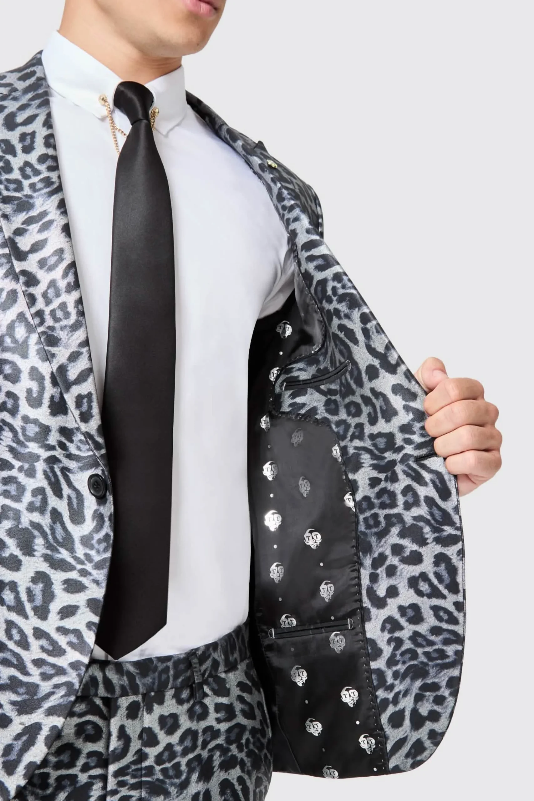 Twisted Tailor Devries Slim Fit Silver Leopard Print Tuxedo Suit | Style·Tuxedos | Style·Bold Prints