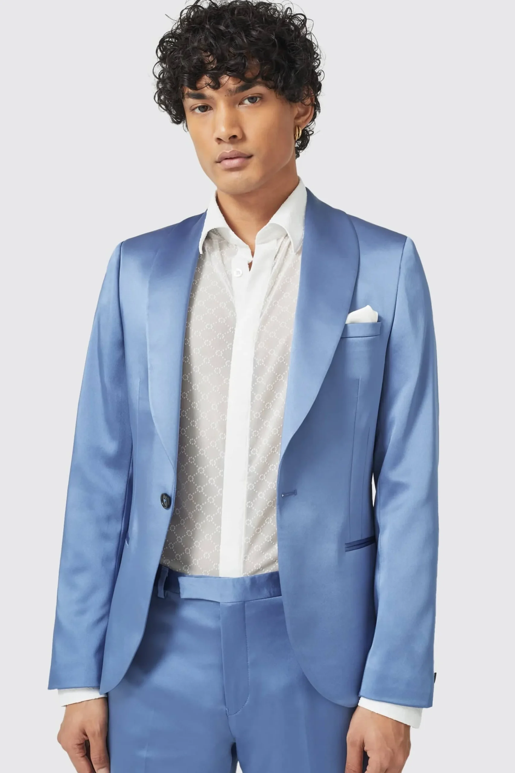 Twisted Tailor Draco Skinny Fit Blue Sateen Suit | Style·Plain Suits | Style·2 Piece Suits