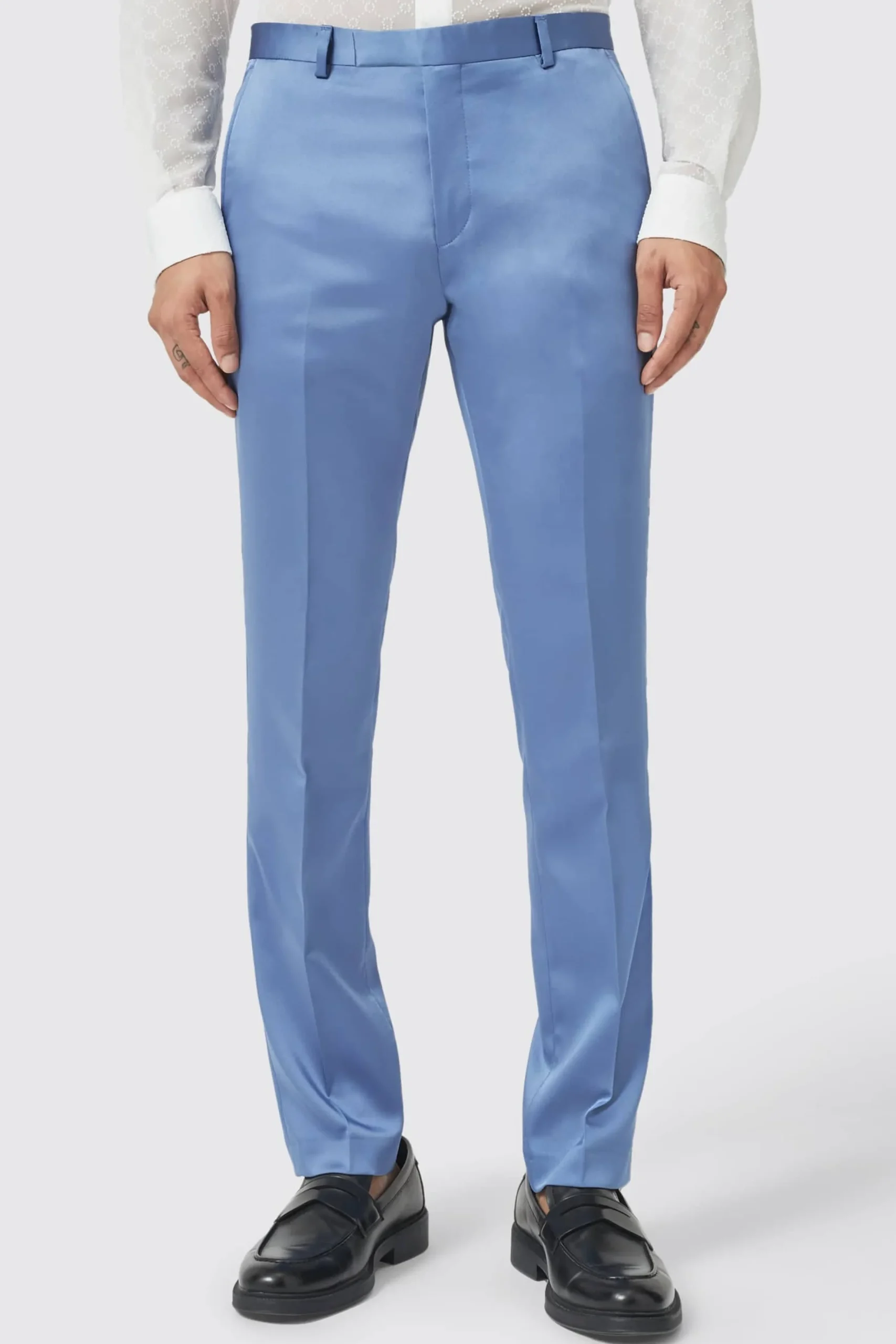 Twisted Tailor Draco Skinny Fit Blue Sateen Suit | Style·Plain Suits | Style·2 Piece Suits
