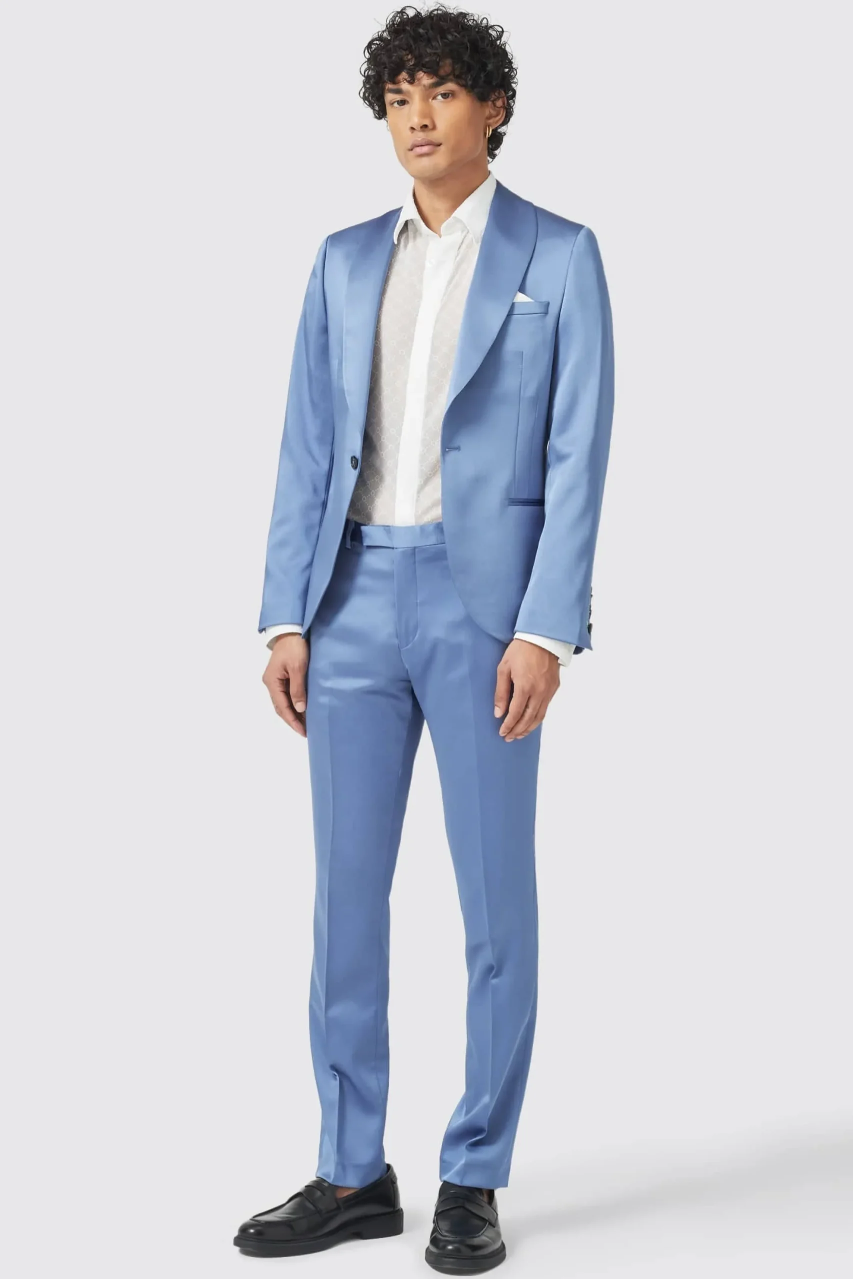 Twisted Tailor Draco Skinny Fit Blue Sateen Suit | Style·Plain Suits | Style·2 Piece Suits
