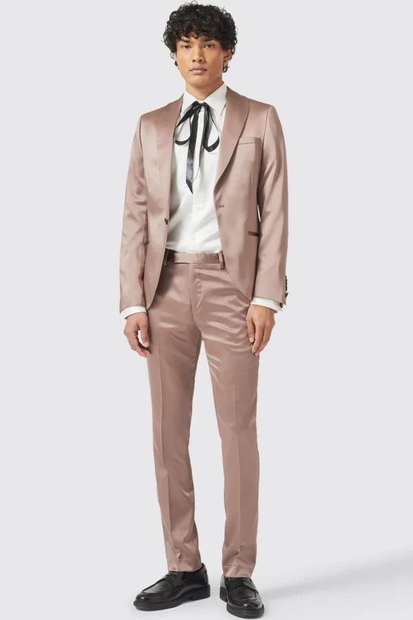 Twisted Tailor Draco Skinny Fit Rose Gold Sateen Suit | Style·Plain Suits | Style·2 Piece Suits