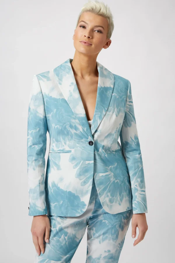 Twisted Tailor Dresden Skinny Fit Blue Floral Cotton Jacket | Woman