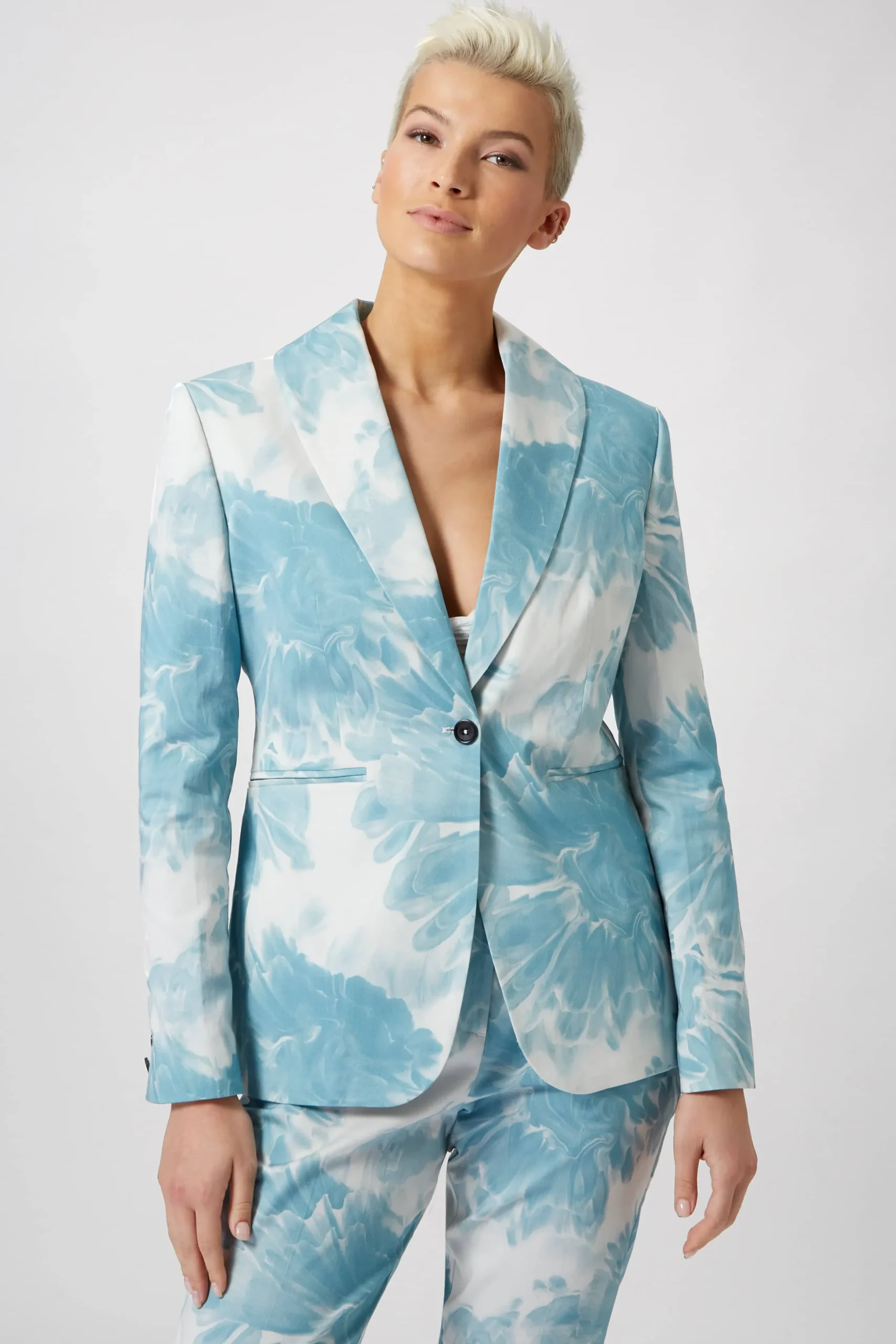 Twisted Tailor Dresden Skinny Fit Blue Floral Cotton Jacket | Woman