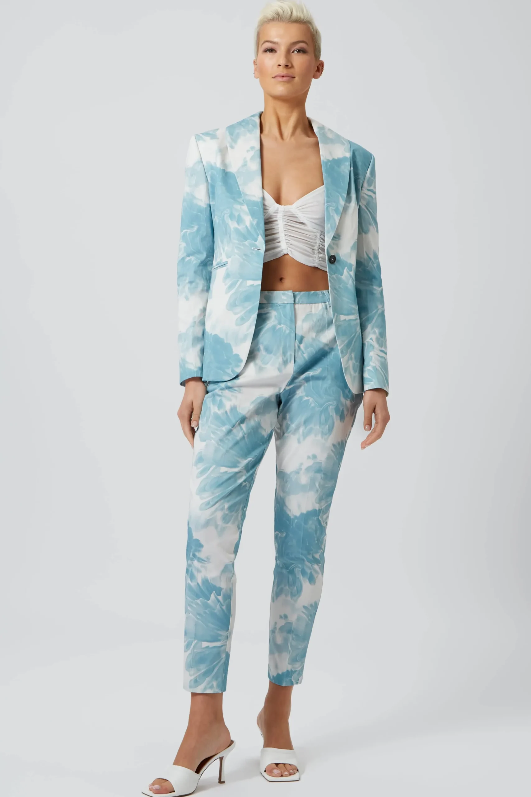 Twisted Tailor Dresden Skinny Fit Blue Floral Cotton Jacket | Woman