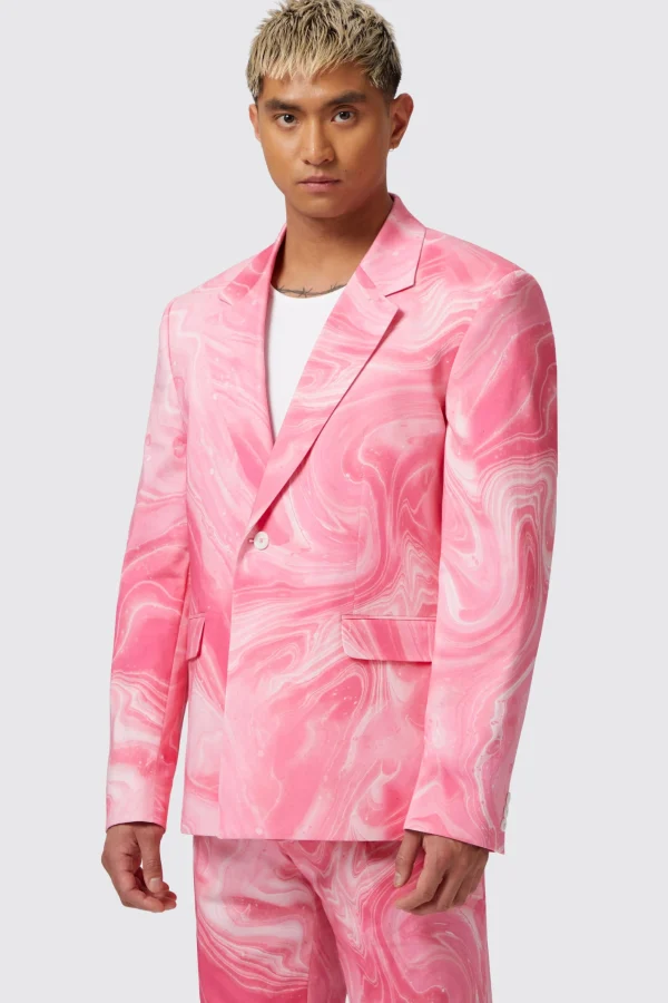 Twisted Tailor Drogba Oversized Pink Abstract Cotton Jacket | Unisex