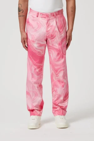 Twisted Tailor Drogba Oversized Pink Abstract Cotton Trousers | Unisex
