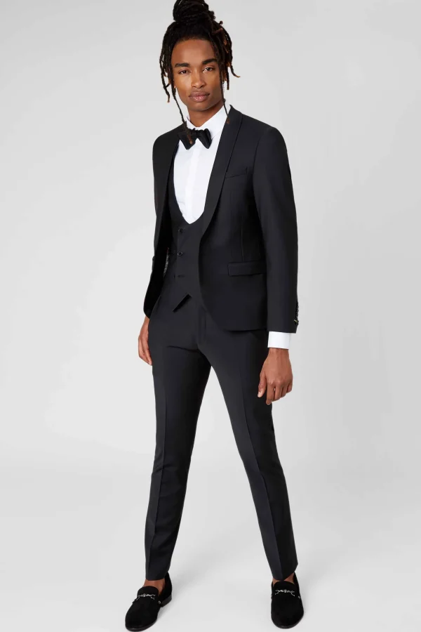 Twisted Tailor Ellroy Skinny Fit Black Wool Suit | Style·Plain Suits | Style·3 Piece Suits
