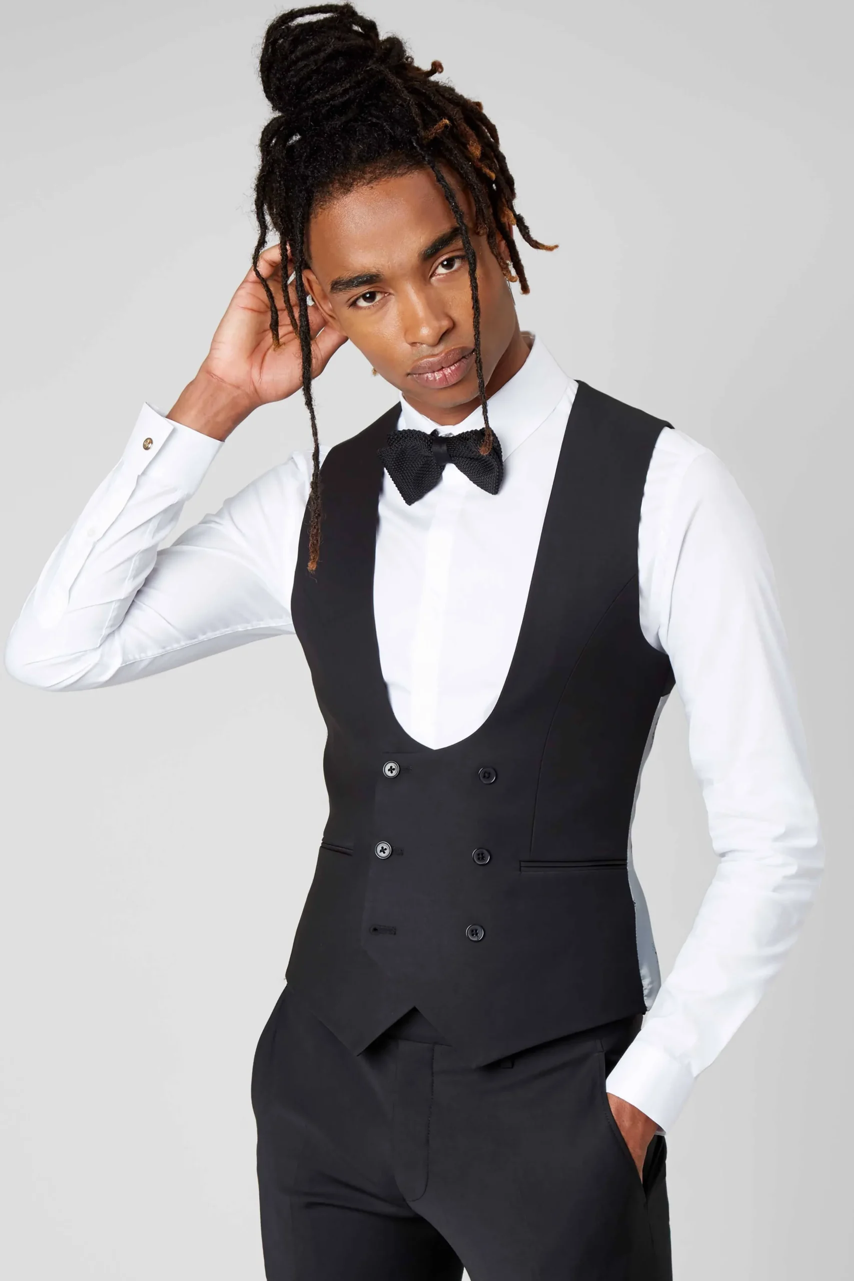 Twisted Tailor Ellroy Skinny Fit Black Wool Waistcoat | Waistcoats