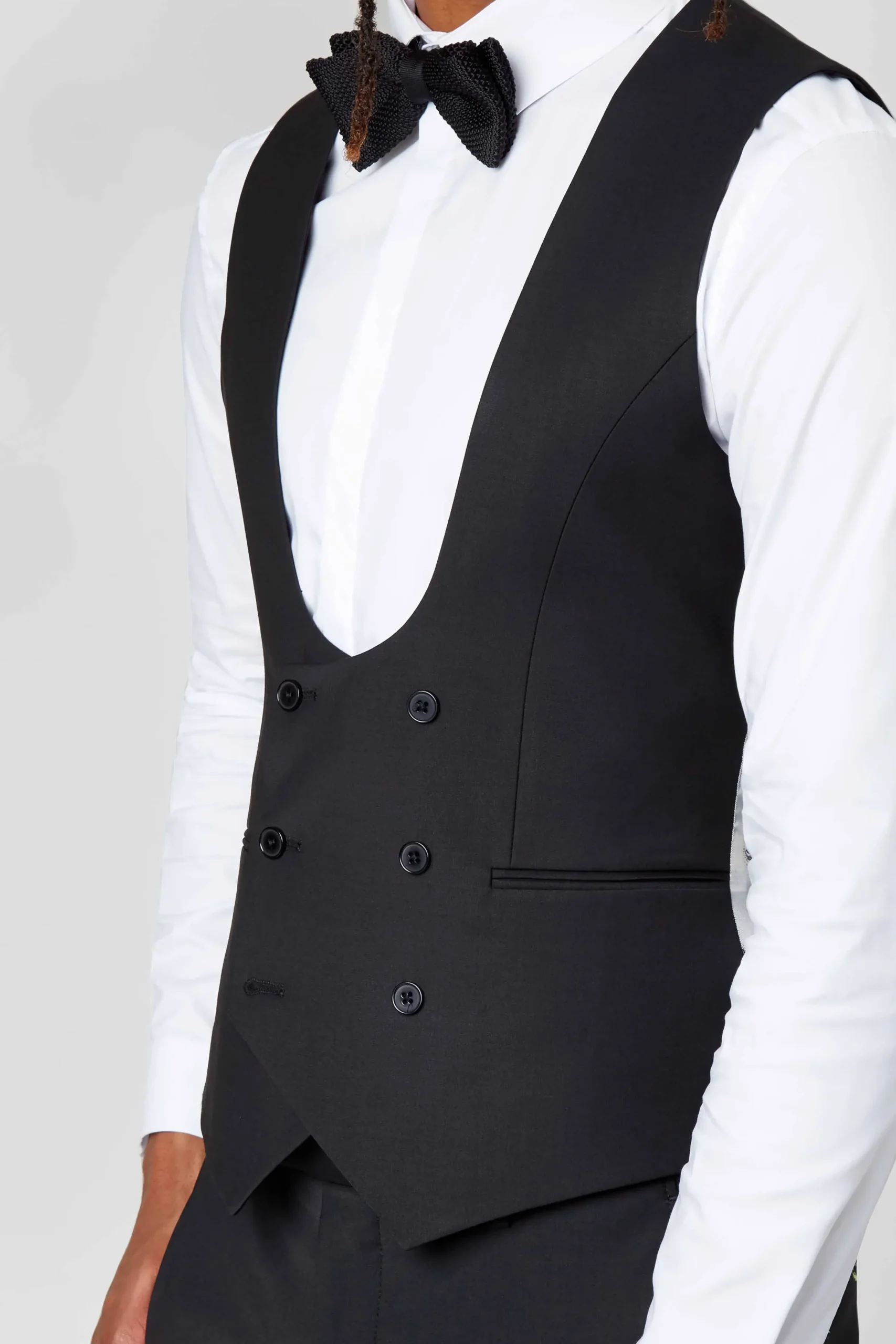 Twisted Tailor Ellroy Skinny Fit Black Wool Waistcoat | Waistcoats