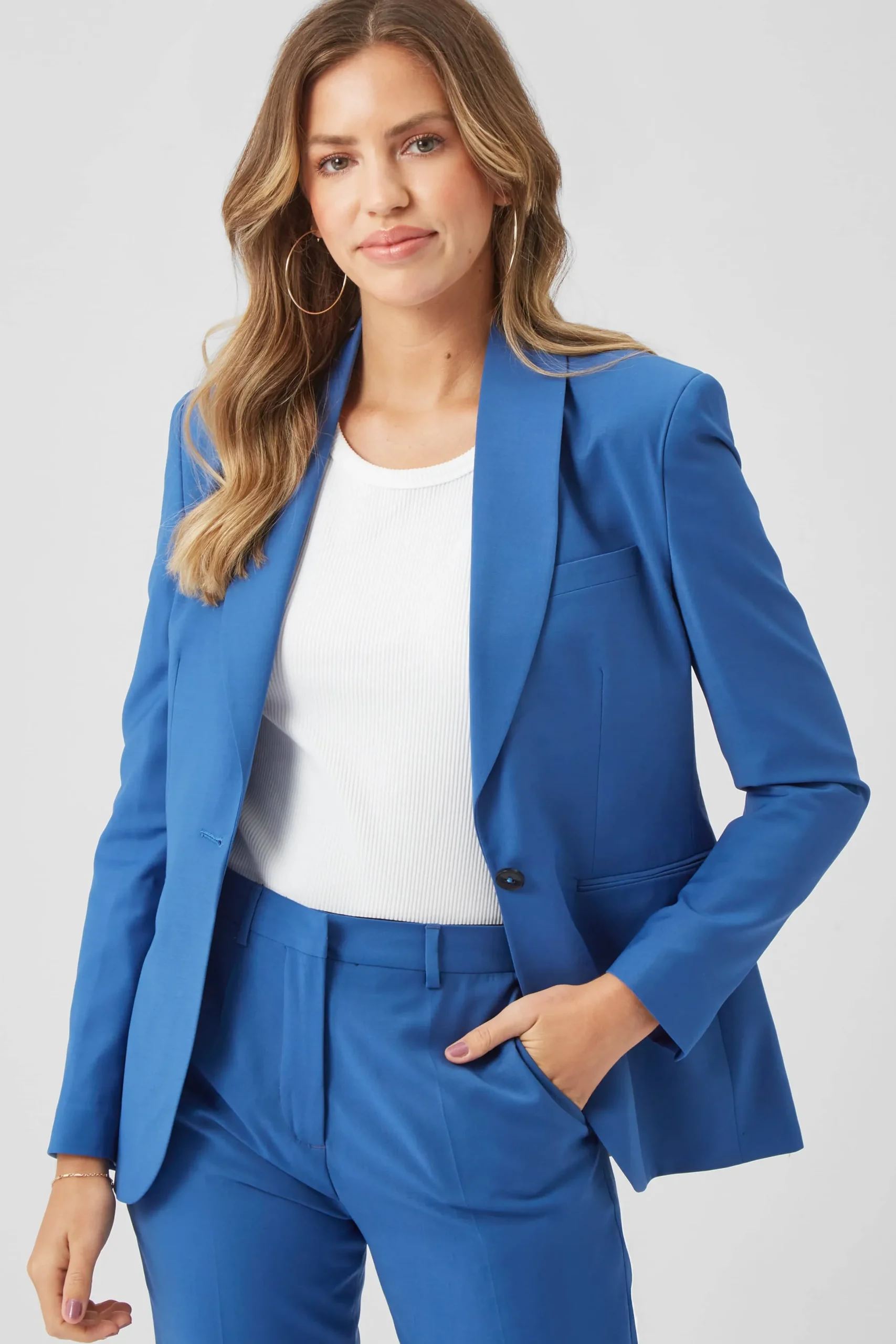 Twisted Tailor Ellroy Skinny Fit French Blue Wool Jacket | Woman