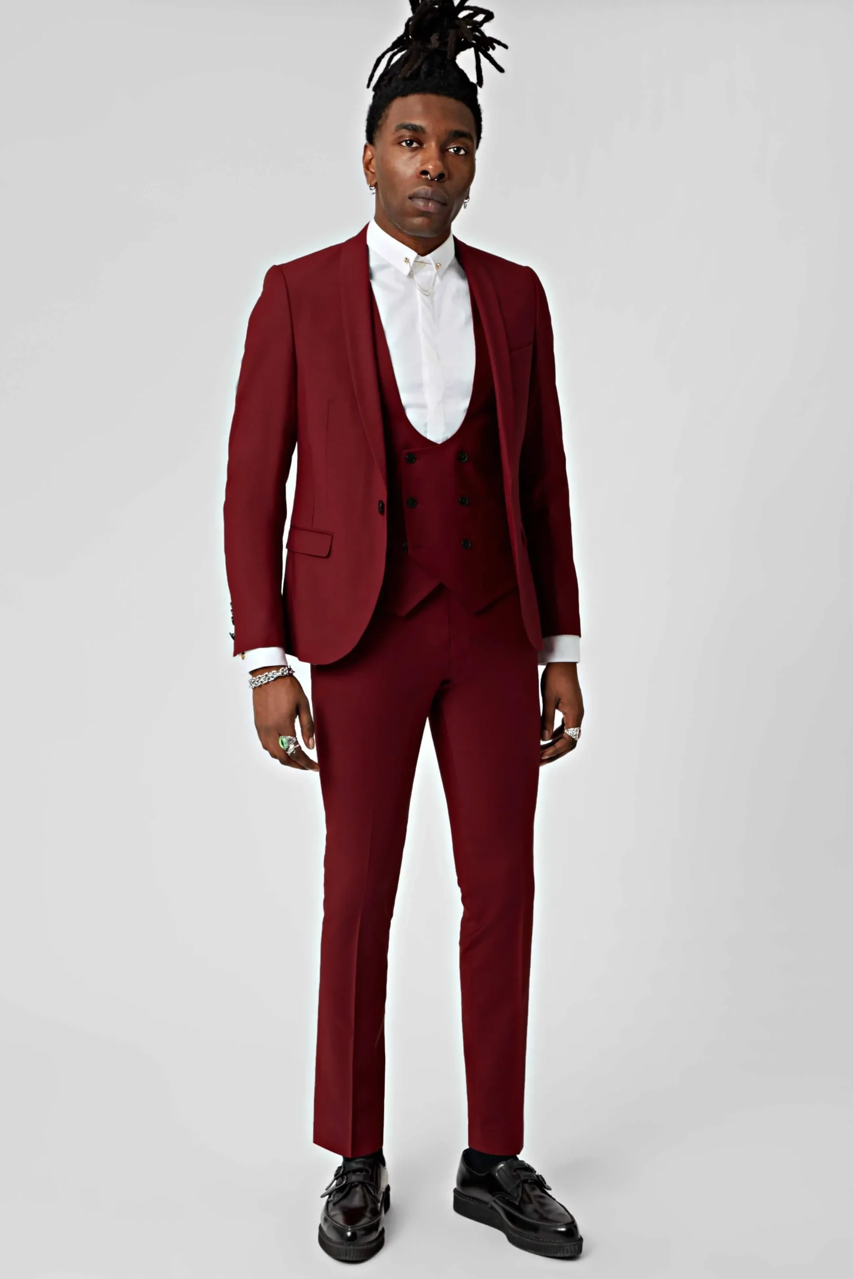 Twisted Tailor Ellroy Skinny Fit Red Wool Suit | Style·Plain Suits | Style·3 Piece Suits